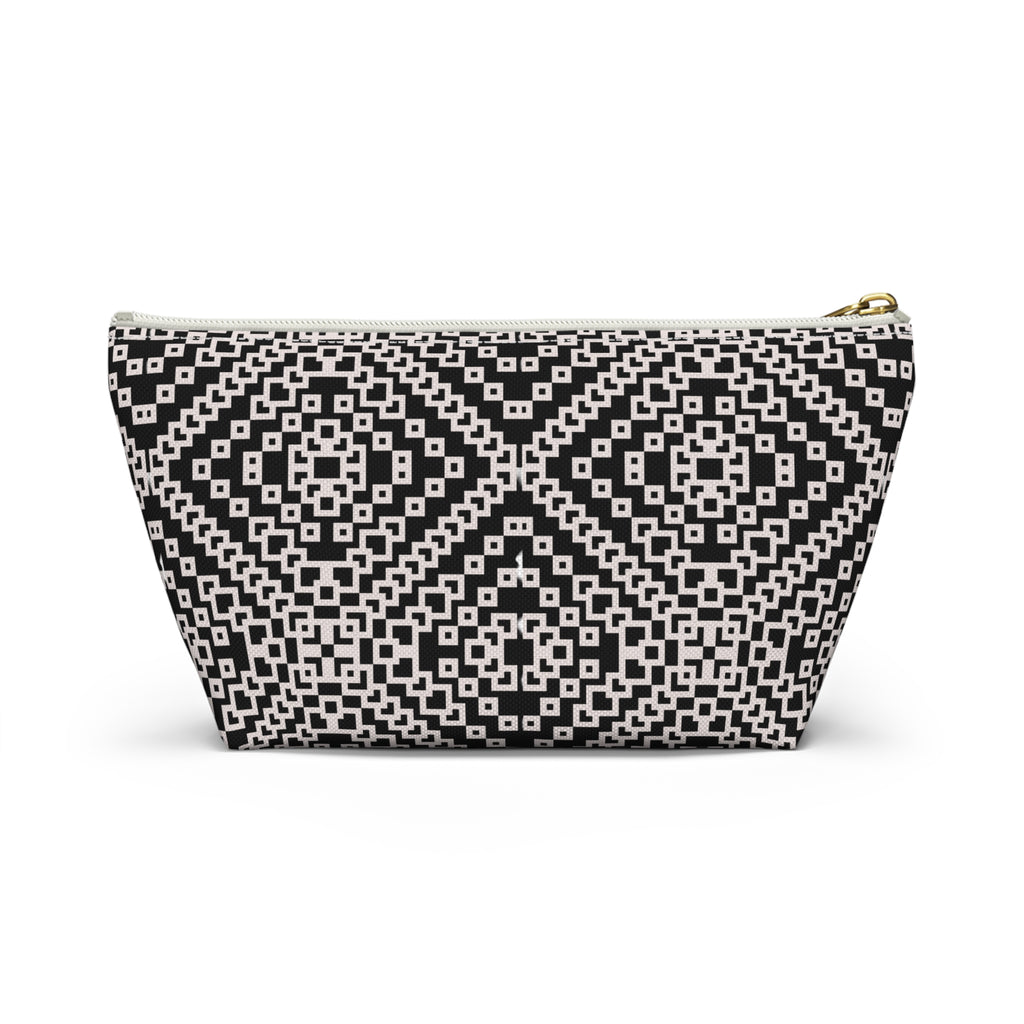 Stylish Geometric Accessory Pouch | Makeup Bag, Travel Organizer, Gift for Her, Chic Storage, Black and White Clutch