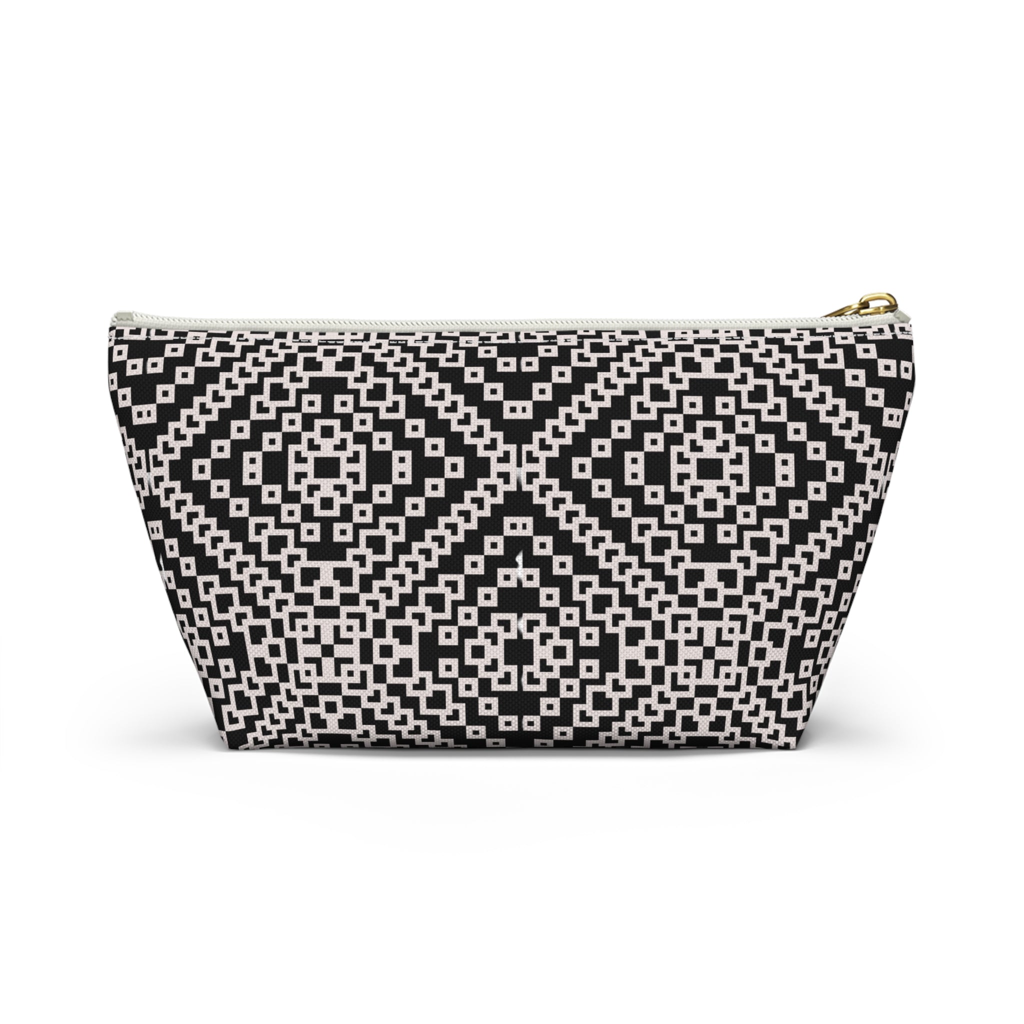 Stylish Geometric Accessory Pouch | Makeup Bag, Travel Organizer, Gift for Her, Chic Storage, Black and White Clutch