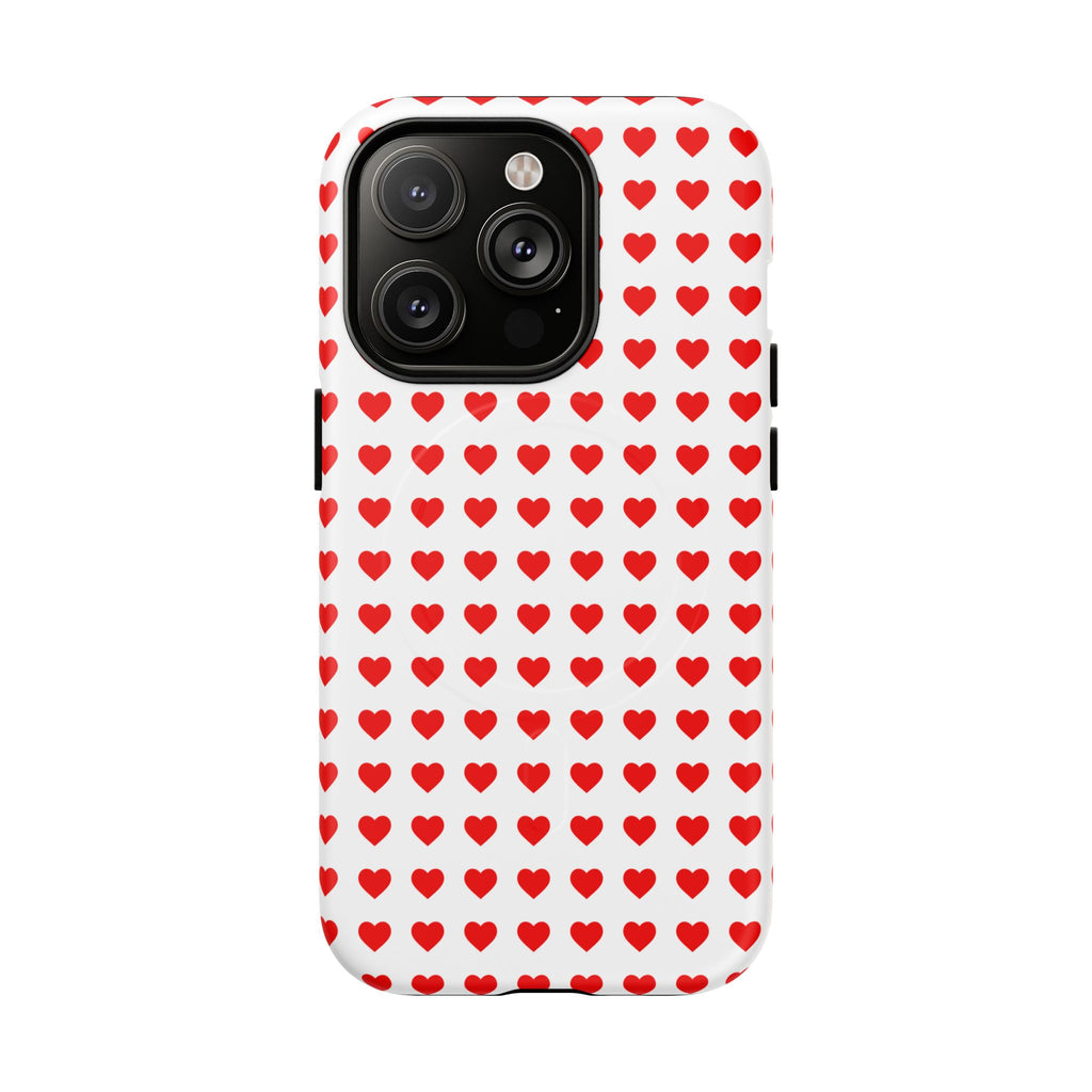 Heart Pattern Phone Case, Tough Magnetic Case, Cute Phone Cover, Valentine Gift, Stylish Accessory
