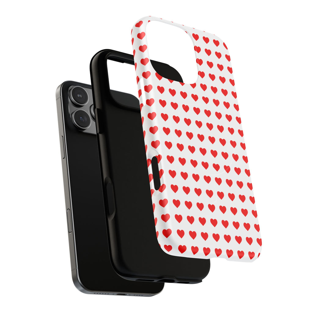 Heart Pattern Phone Case, Tough Magnetic Case, Cute Phone Cover, Valentine Gift, Stylish Accessory