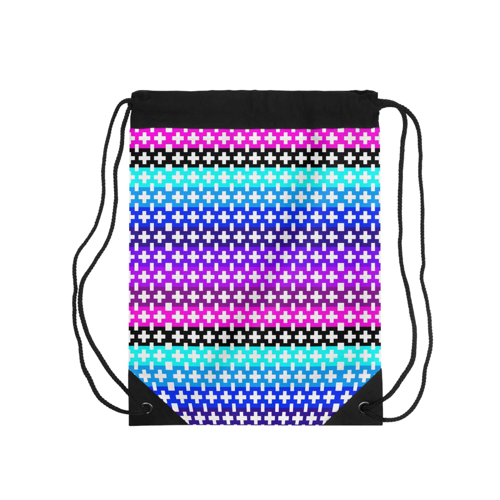 Vibrant Geometric Drawstring Bag, Colorful Gym Sack, Stylish Beach Bag, Unique Gift for Teens, Festival Accessory, Everyday Use