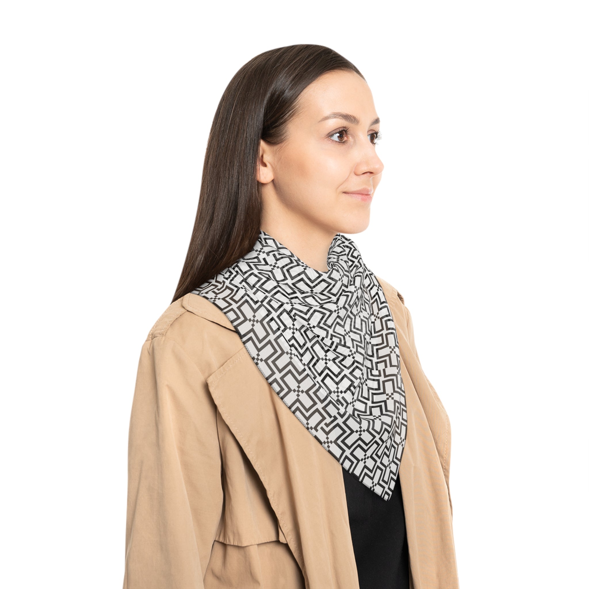 Chic Geometric Poly Scarf, Fashion Accessory, Statement Scarf, Elegant Gift, Modern Wrap, Lightweight Neckwear
