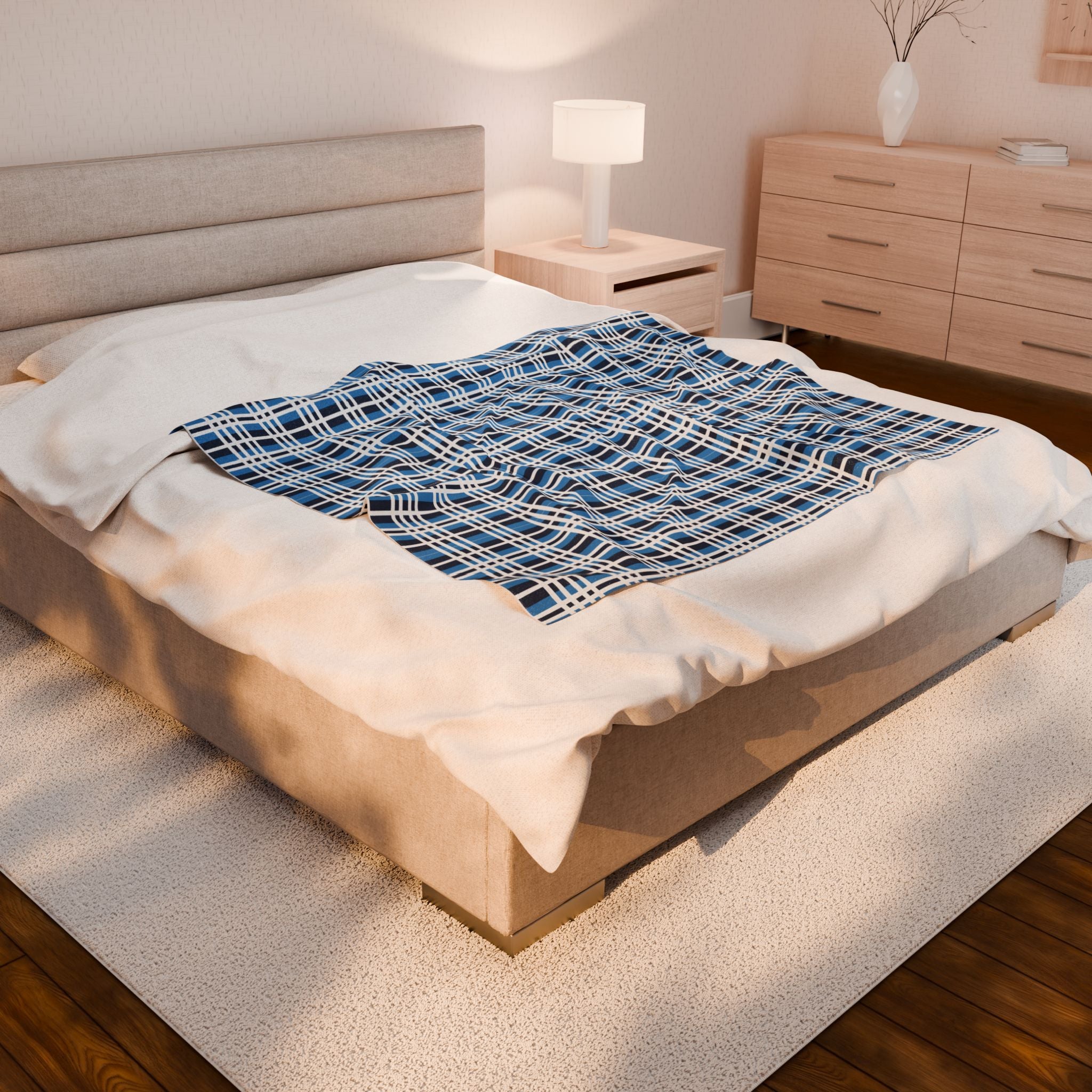 Cozy Plaid Velveteen Plush Blanket, Soft Throw Blanket for Home Decor, Gift for College Students, Campfire Blanket, Stylish Warm Cover