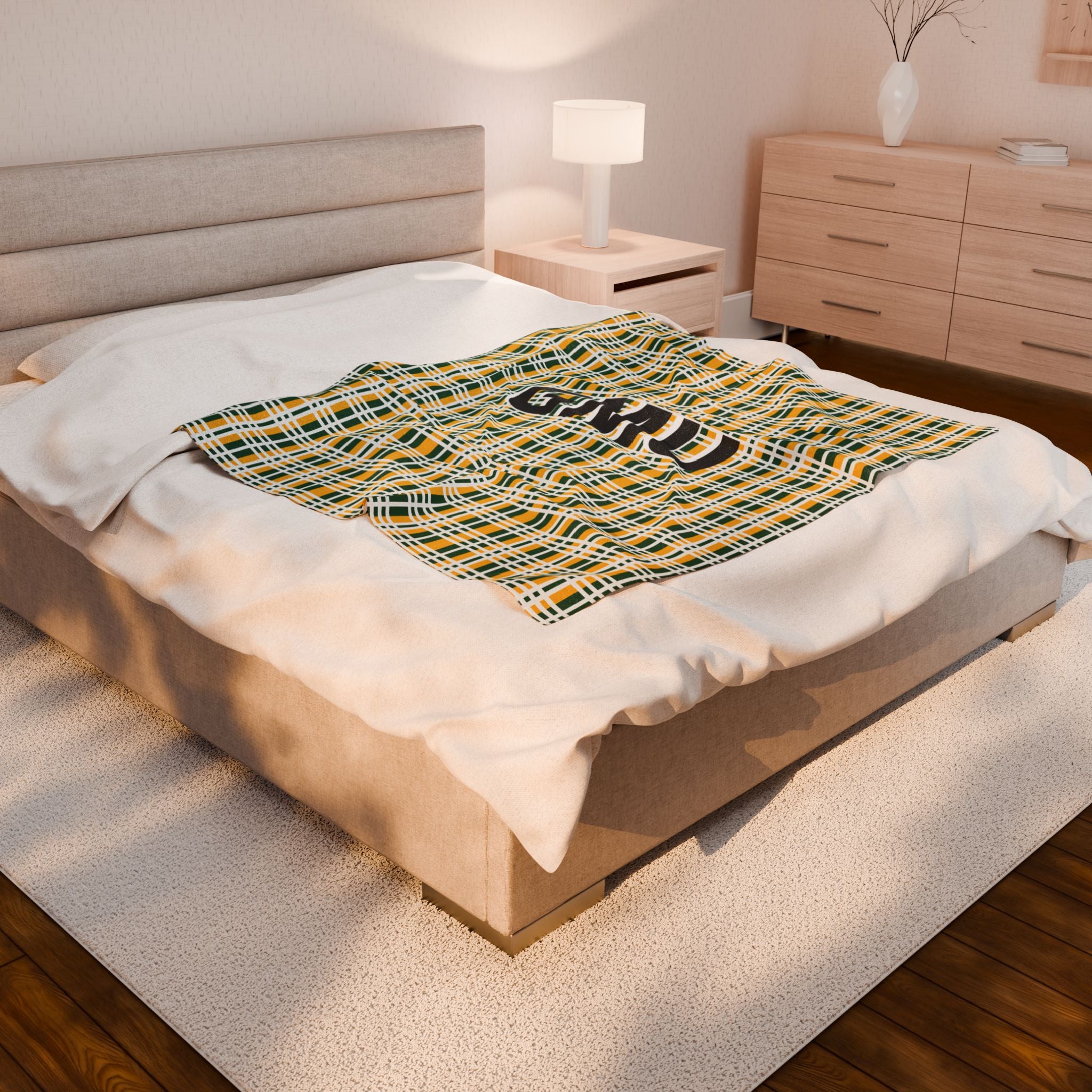 Cozy Velveteen Plush Blanket for GMU Fans, Soft Throw, Year-Round Comfort, Holiday Gift, Home Decor, Warm Lounge Essential