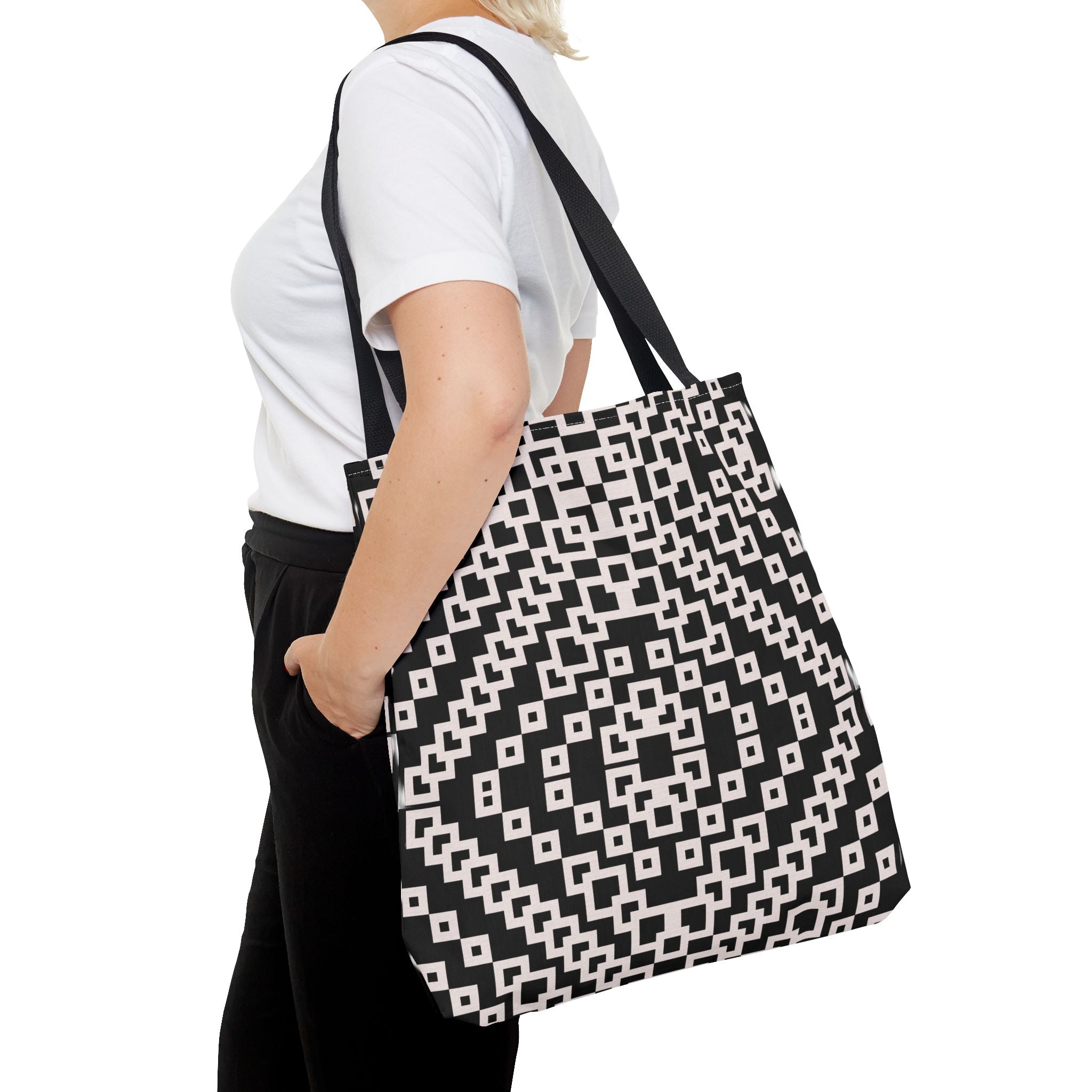 Chic Black and White Geometric Tote Bag | Stylish Everyday Carryall, Reusable Grocery Bag, Fashion Accessory, Gift for Her, Travel Tote