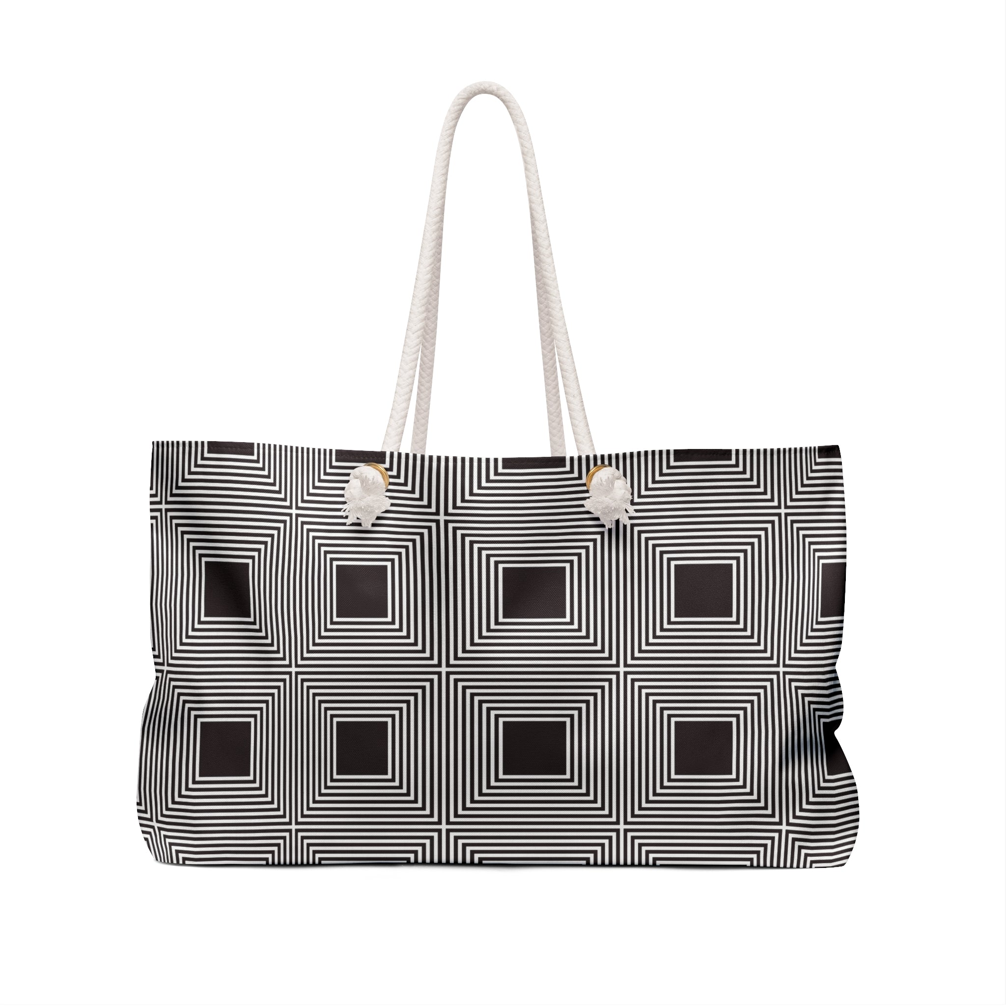 Chic Geometric Weekender Bag, Travel Tote, Black and White Pattern, Stylish Overnight Bag, Beach Accessory, Gift for Her