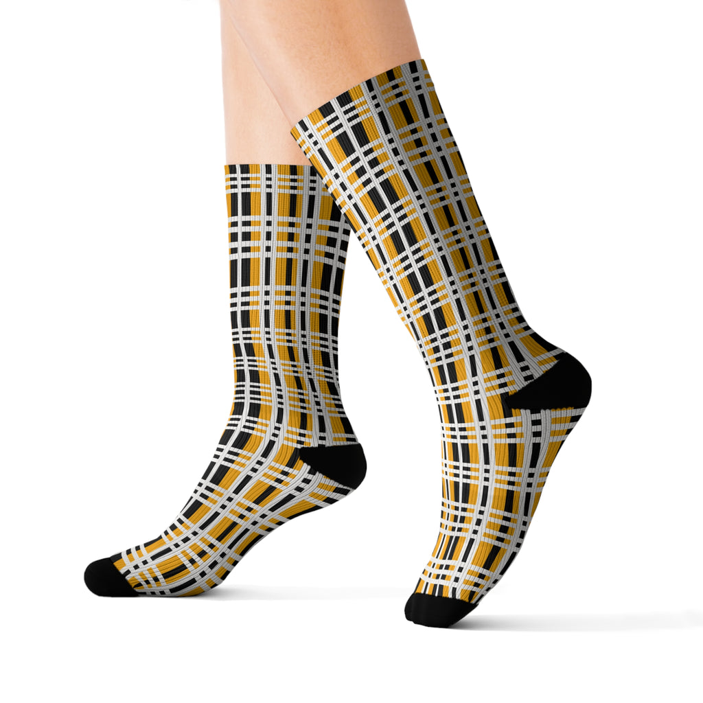 Plaid Sublimation Socks | Cozy Fall Accessory | Gifts for Her | Stylish Everyday Wear | Unique Fashion Statement | Thanksgiving Apparel