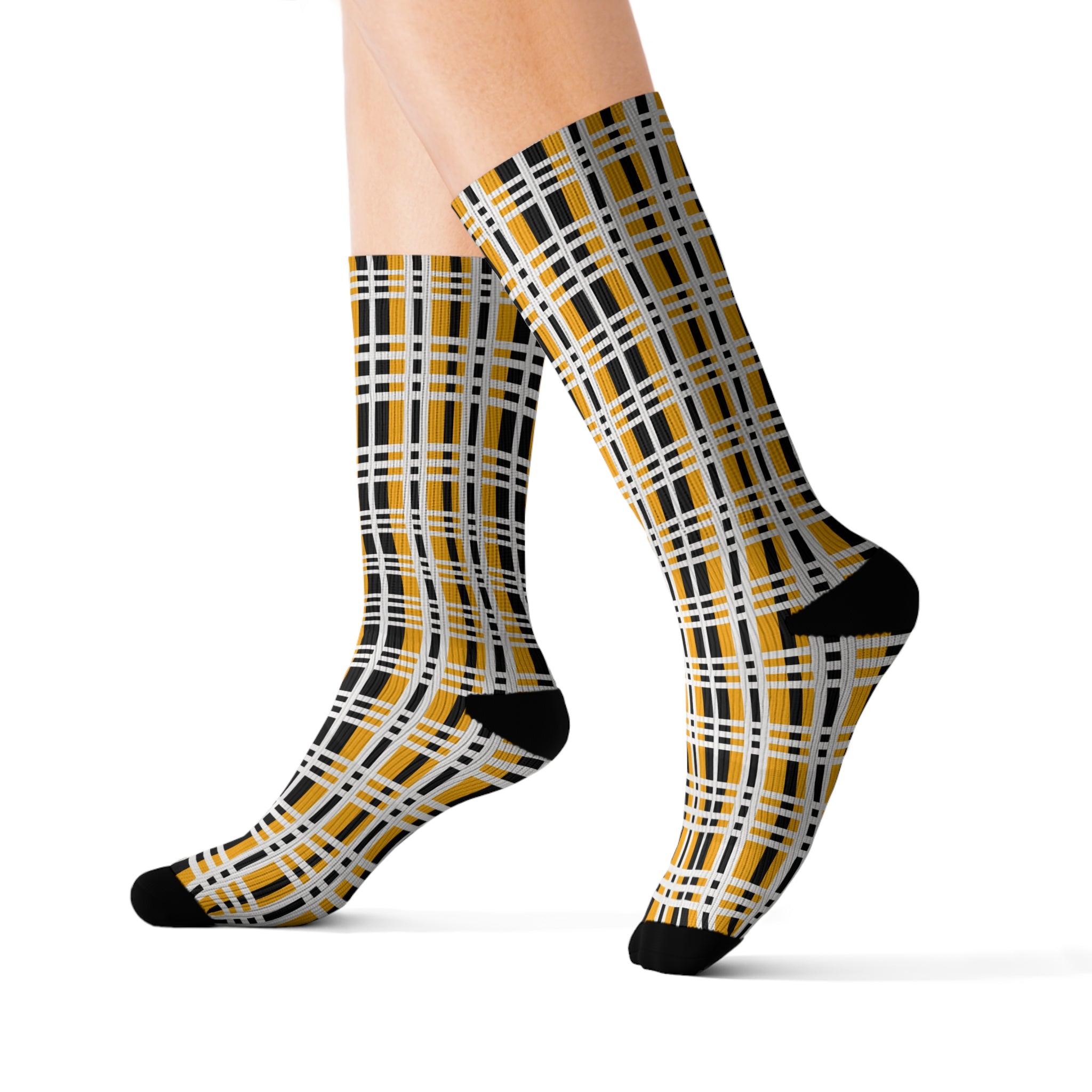 Plaid Sublimation Socks | Cozy Fall Accessory | Gifts for Her | Stylish Everyday Wear | Unique Fashion Statement | Thanksgiving Apparel