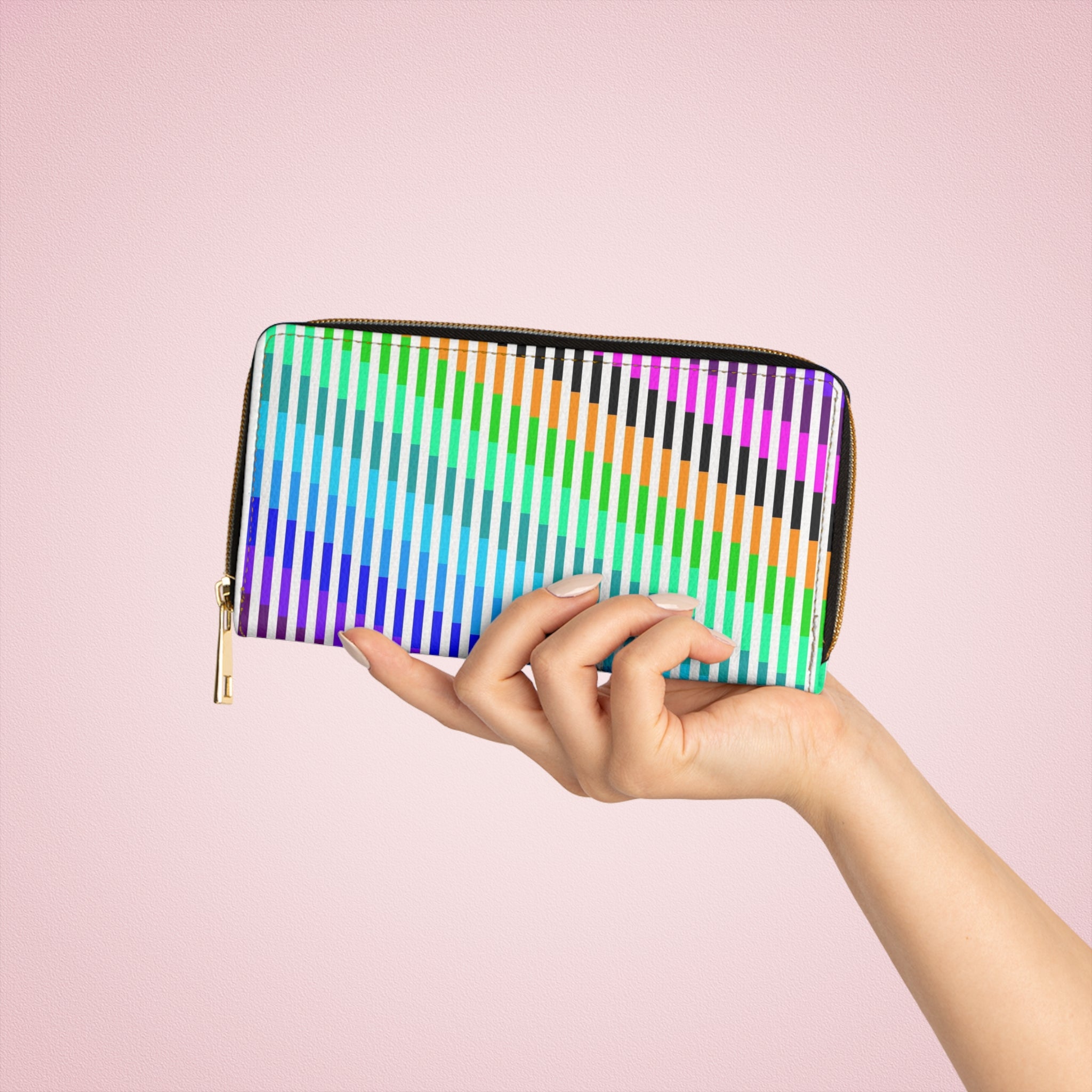 Colorful Striped Zipper Wallet - Vibrant Wallet, Cute Purse, Trendy Accessories, Gift for Her, Travel Essential
