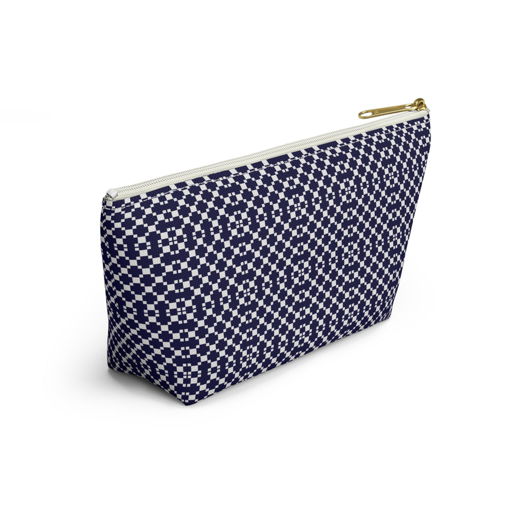 Navy Patterned Accessory Pouch, Makeup Bag, Toiletry Organizer, Gift for Her, Travel Essentials, Stylish Storage