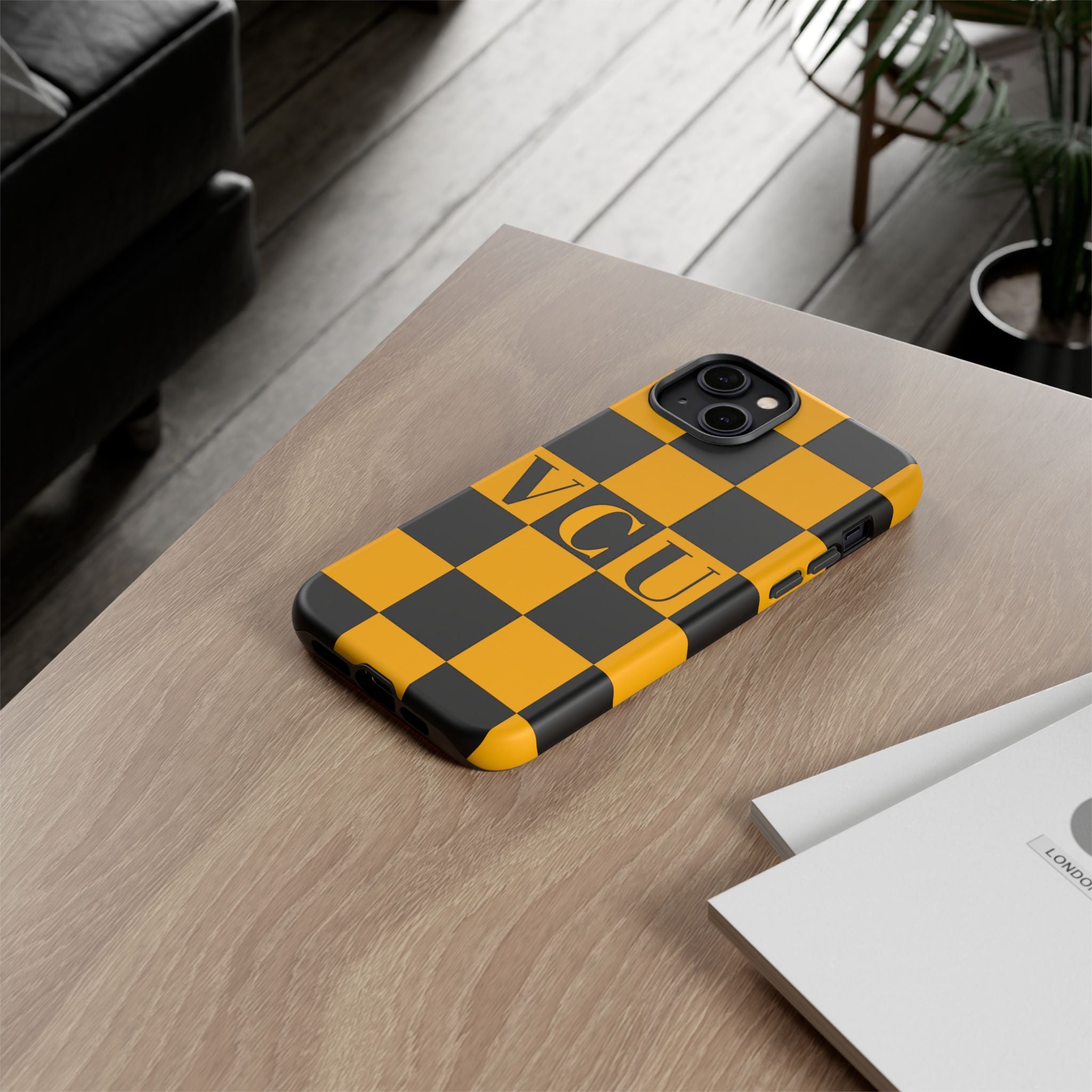 VCU Checkered Phone Case, Tough Cases for VCU Fans, College Student Gear, Sports Team Accessory, Unique Gift Idea
