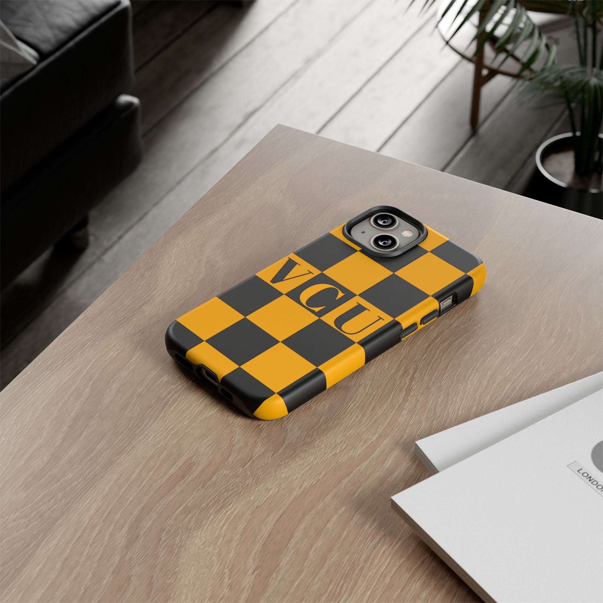 VCU Checkered Phone Case, Tough Cases for VCU Fans, College Student Gear, Sports Team Accessory, Unique Gift Idea