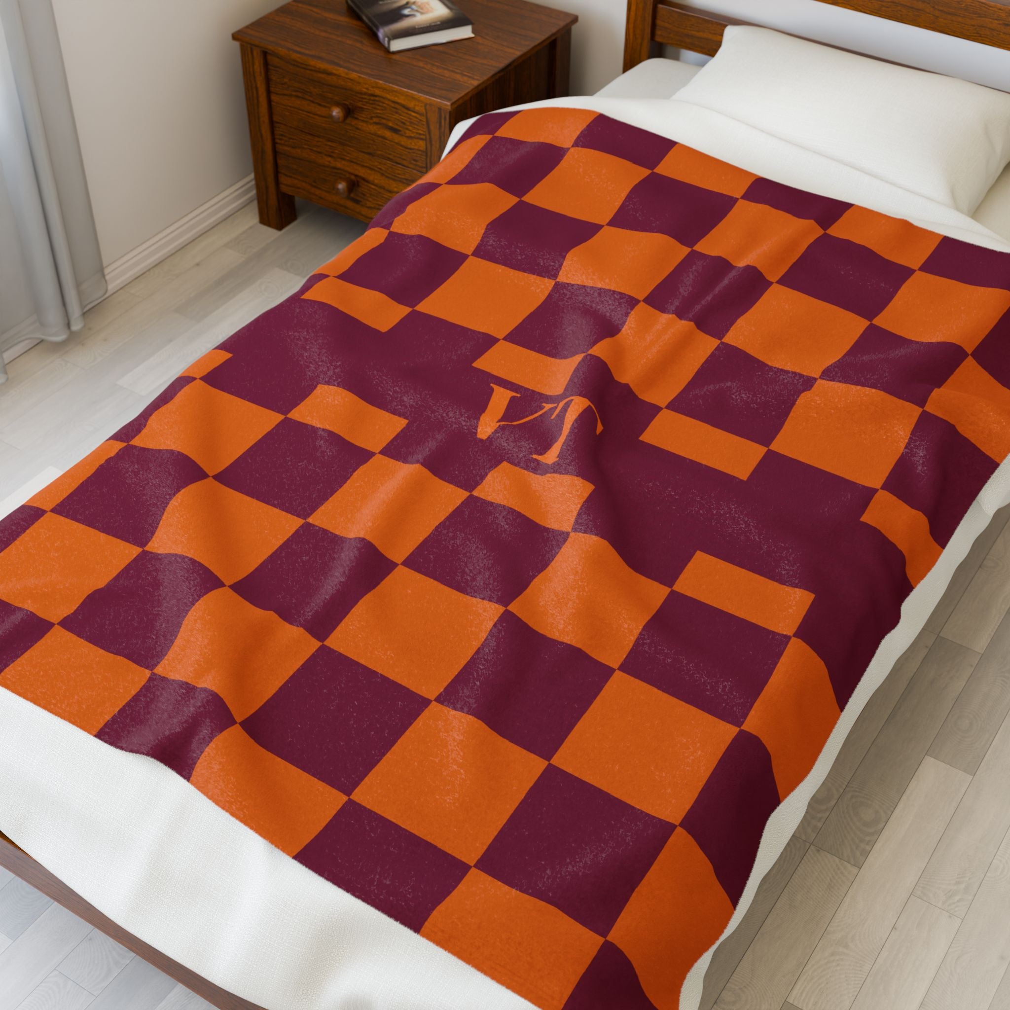 Cozy Velveteen Plush Blanket Featuring Checkerboard Design, Soft Throw, Gift for Home, Fall Decor, Cozy Nights, Special Occasions