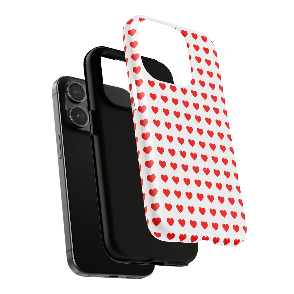 Heart Pattern Phone Case, Tough Magnetic Case, Cute Phone Cover, Valentine Gift, Stylish Accessory