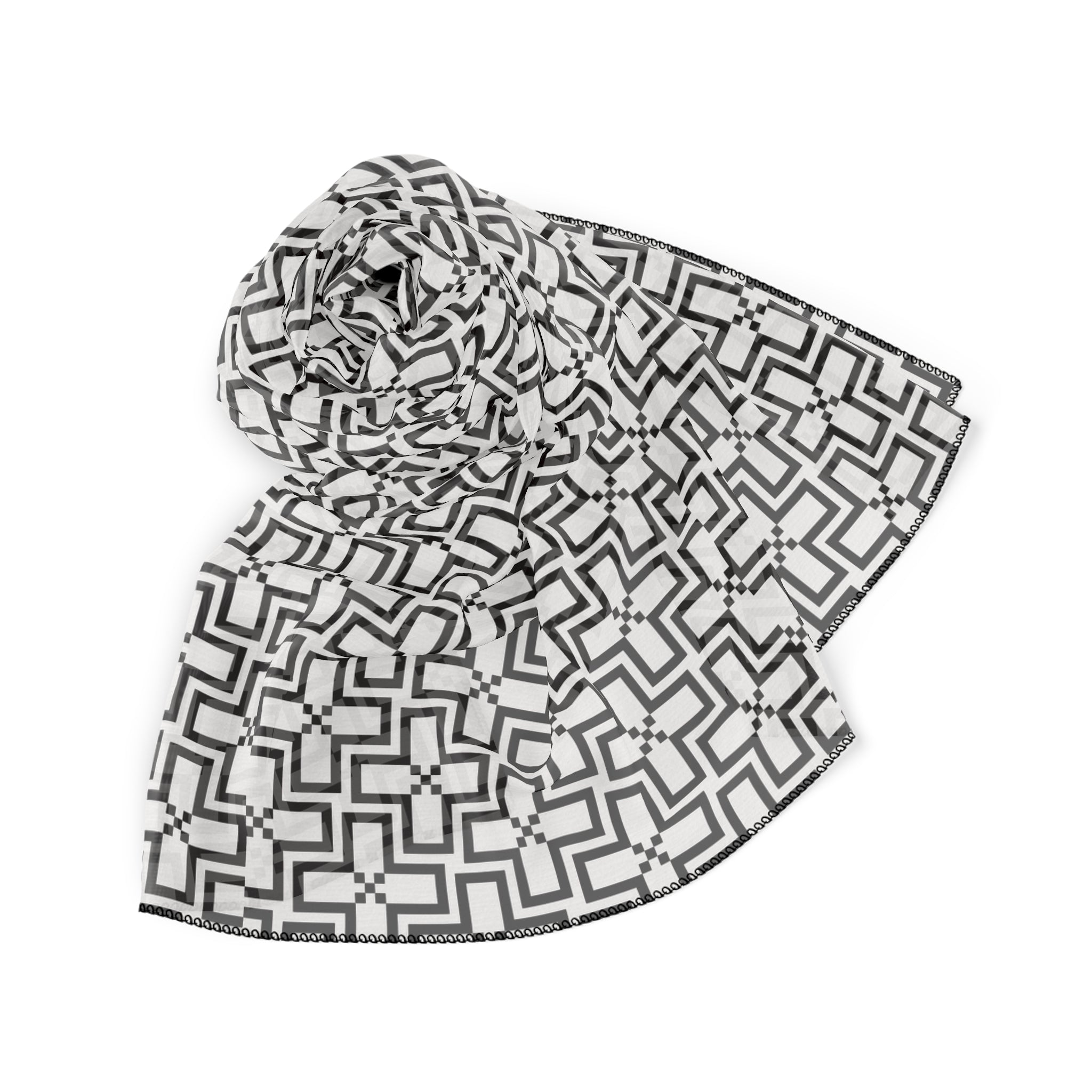 Chic Geometric Poly Scarf, Fashion Accessory, Statement Scarf, Elegant Gift, Modern Wrap, Lightweight Neckwear