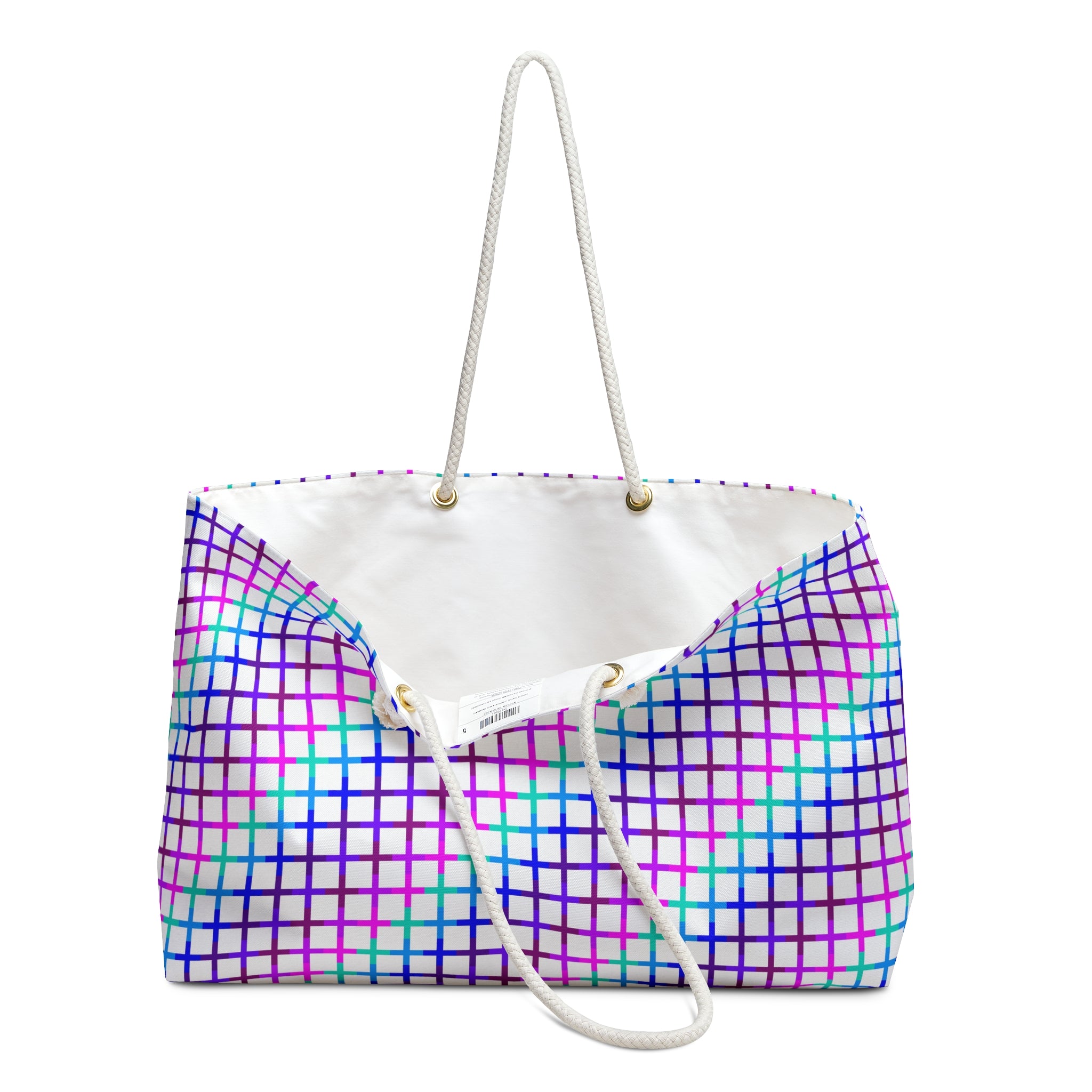 Colorful Grid Weekender Bag, Stylish Tote for Travel, Beach, Gym, Weekend Getaways, Eco-Friendly Storage, Trendy Gift Idea