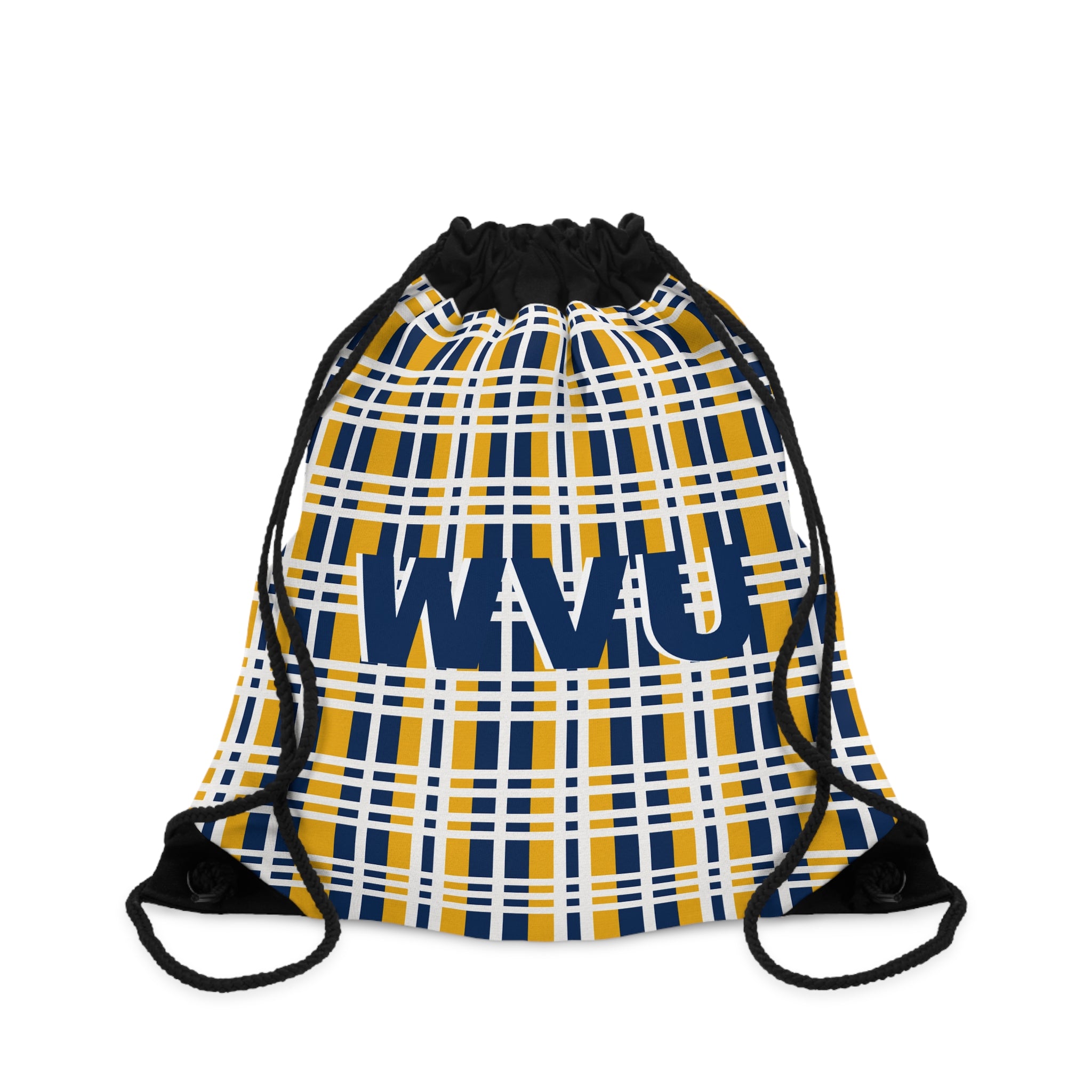Stylish Plaid Drawstring Bag for Students, WVU Spirit Bag, Gym Sack, Casual Tote, School Backpack