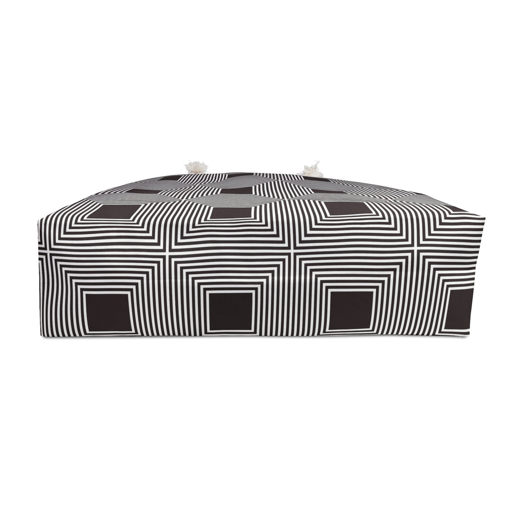 Chic Geometric Weekender Bag, Travel Tote, Black and White Pattern, Stylish Overnight Bag, Beach Accessory, Gift for Her