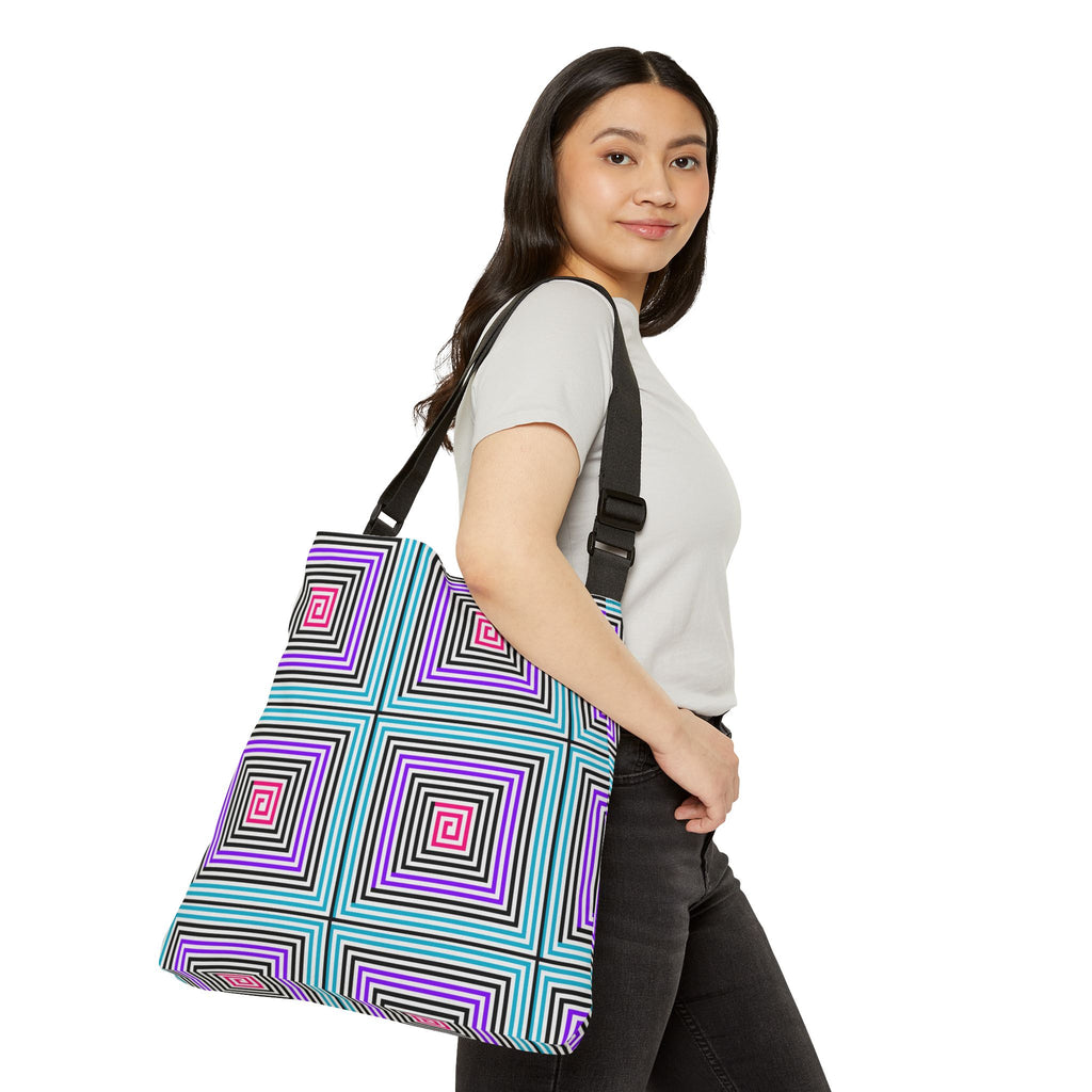 Vibrant Geometric Adjustable Tote Bag, Eco-Friendly Shopping Bag, Travel Accessory, Stylish Everyday Bag, Gift for Art Lovers