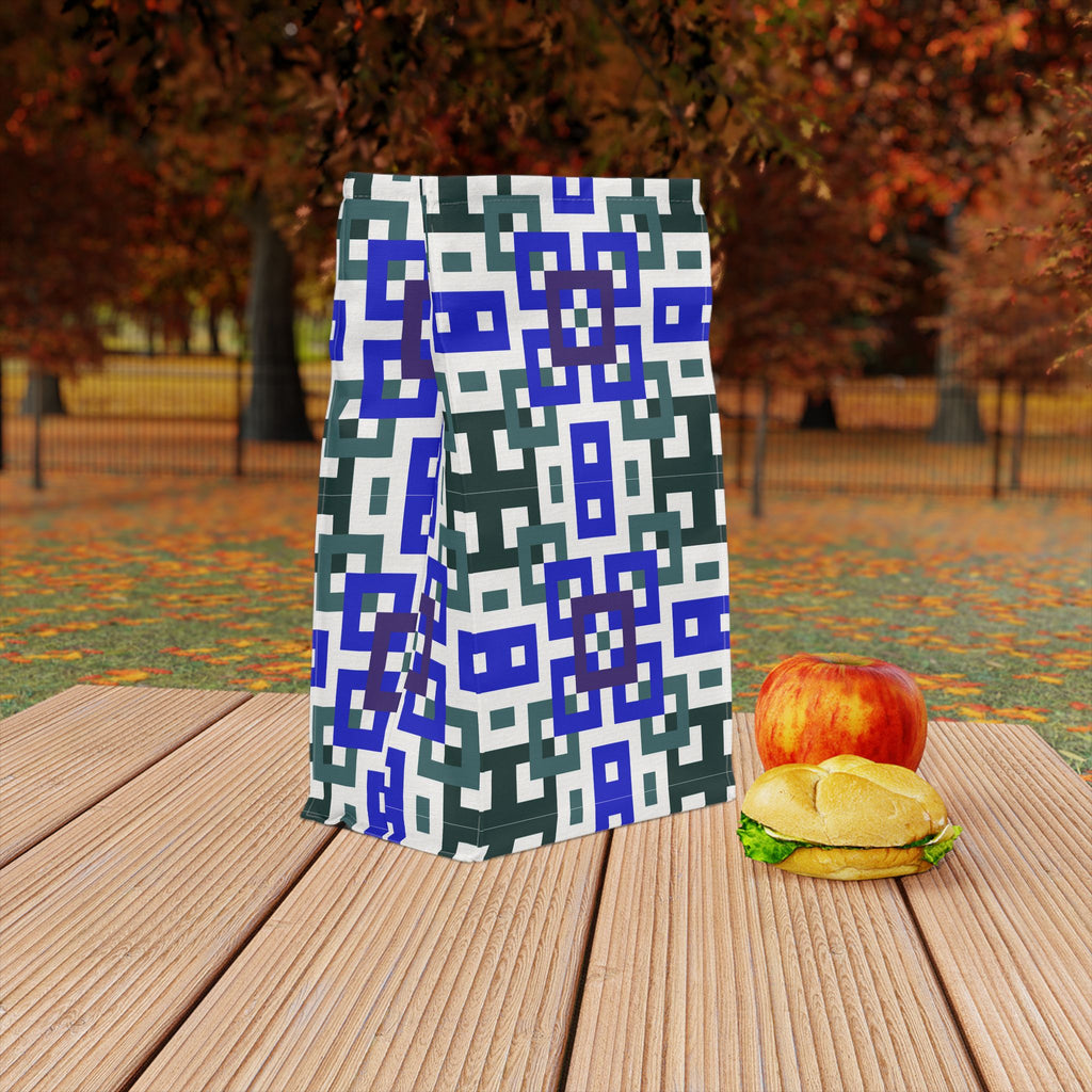 Stylish Polyester Lunch Bag with Modern Geometric Design, Insulated Bag for Work, School, Picnics, Eco-Friendly Cooler, Reusable Lunch Tote