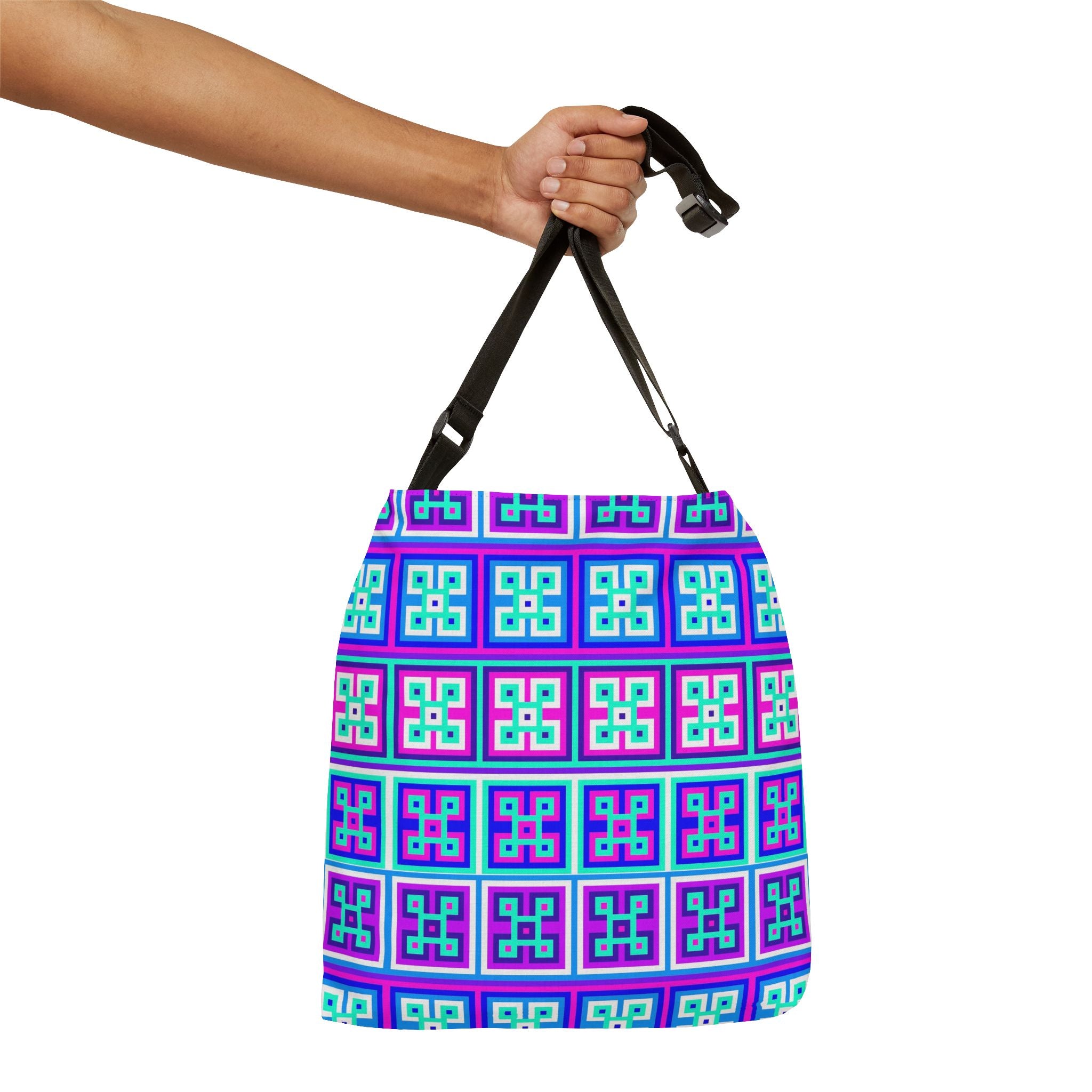 Vibrant Geometric Adjustable Tote Bag, Stylish Bag, Everyday Tote, Eco-Friendly Bag, Shopping Tote, Gift for Her