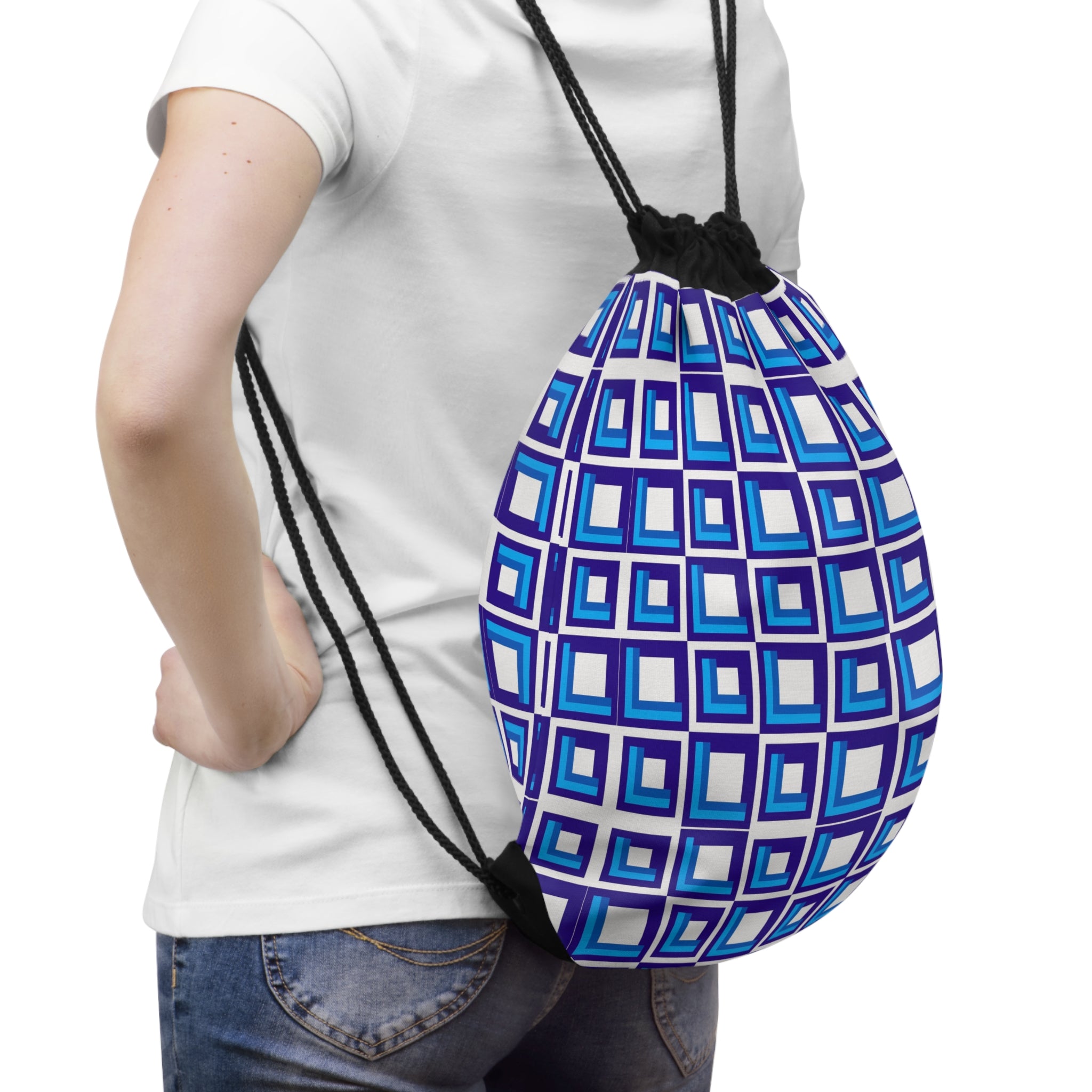 Colorful Geometric Drawstring Bag, Stylish Gym Bag, Travel Backpack, Eco-Friendly Tote, Unique Gift for Students