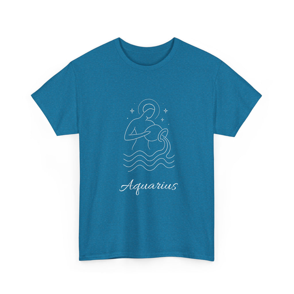 Aquarius Unisex Heavy Cotton Tee, Astrology Shirt, Zodiac Tee, Birthday Gift, Horoscope Apparel, Casual Wear