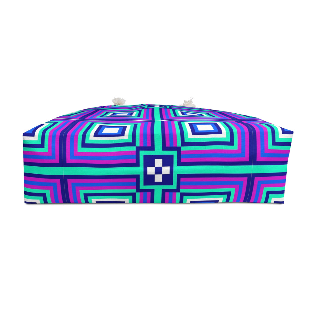 Colorful Geometric Weekender Bag, Travel Tote, Beach Bag, Gym Bag, Stylish Storage for Weekend Getaways, Unique Gift