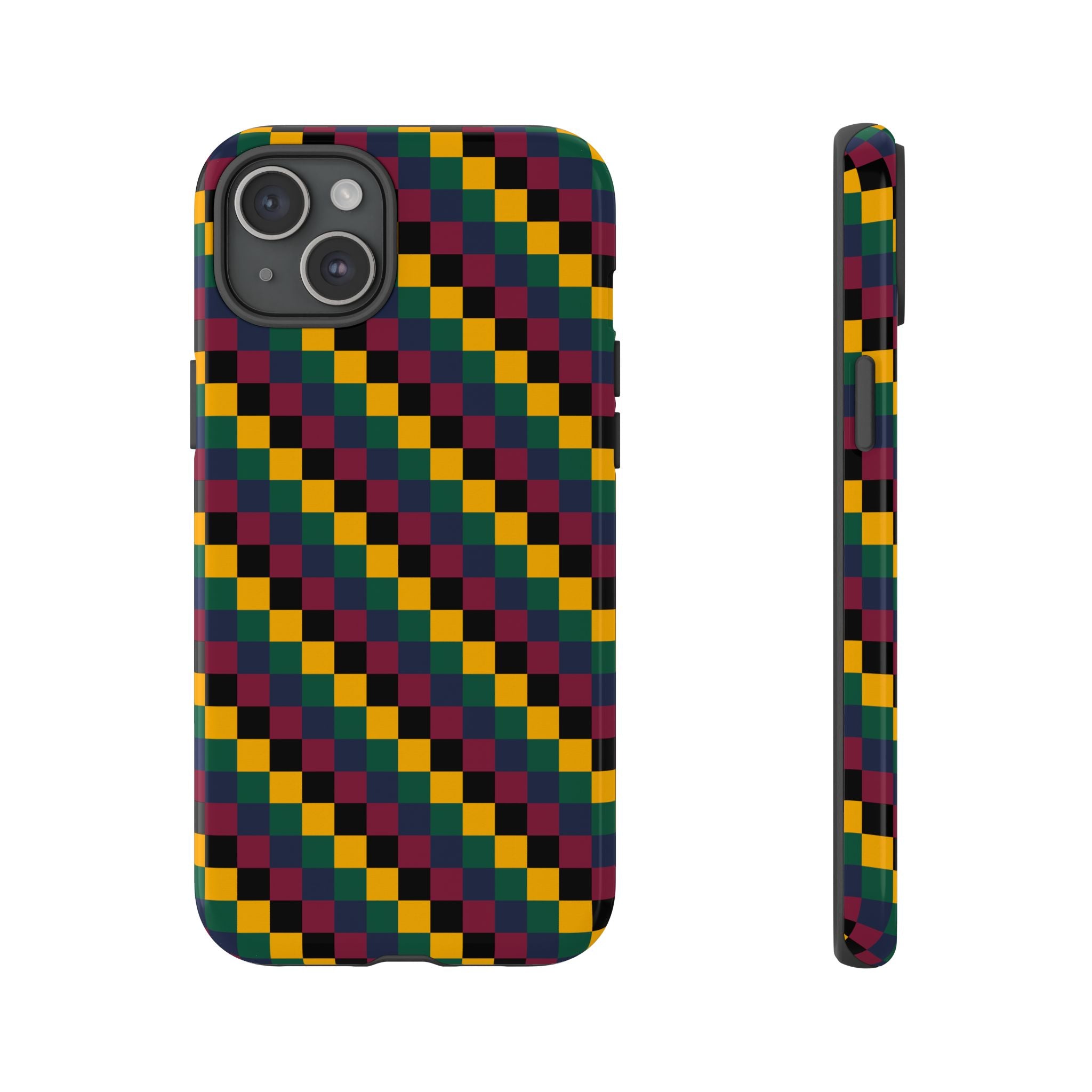 Colorful Checkered Phone Case, Tough Phone Cover, Unique Phone Accessory, Geometric Design, Gift for Tech Lovers, Stylish Protection