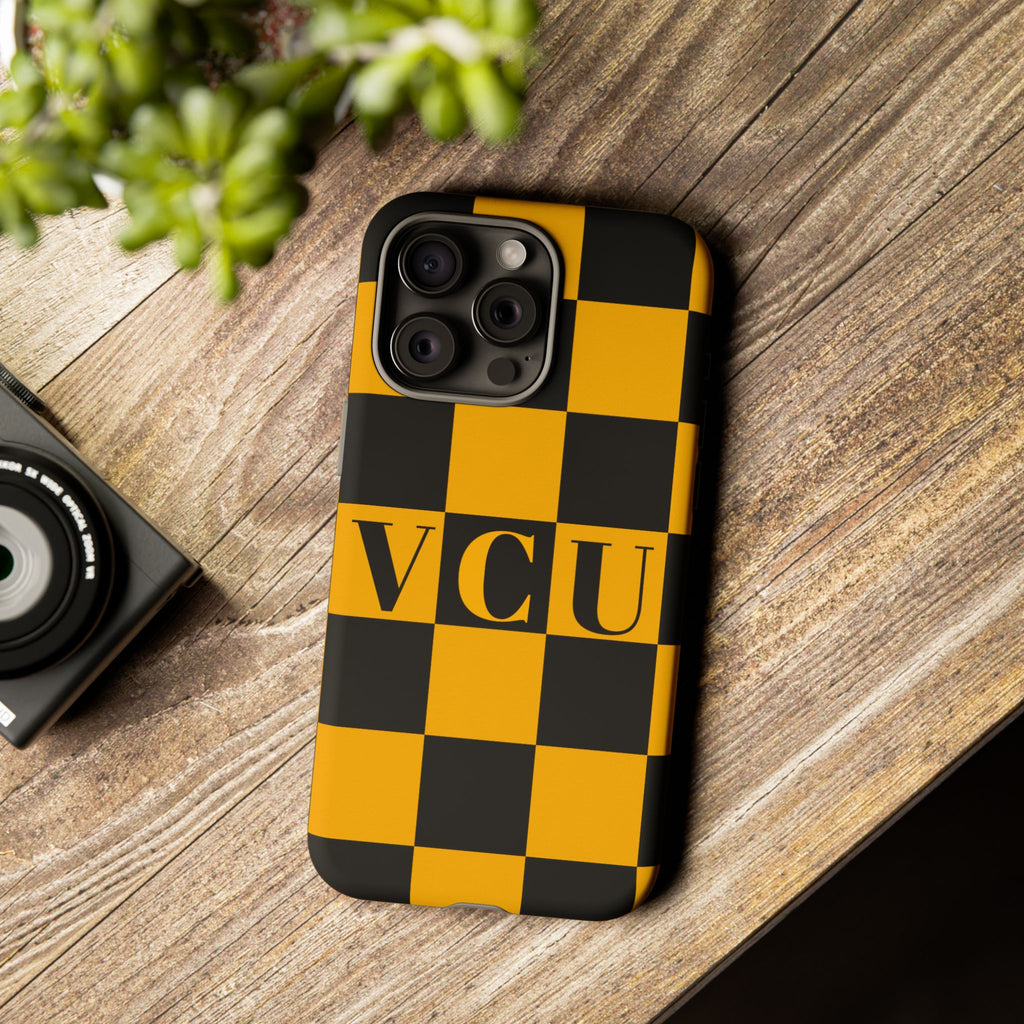 VCU Checkered Phone Case, Tough Cases for VCU Fans, College Student Gear, Sports Team Accessory, Unique Gift Idea