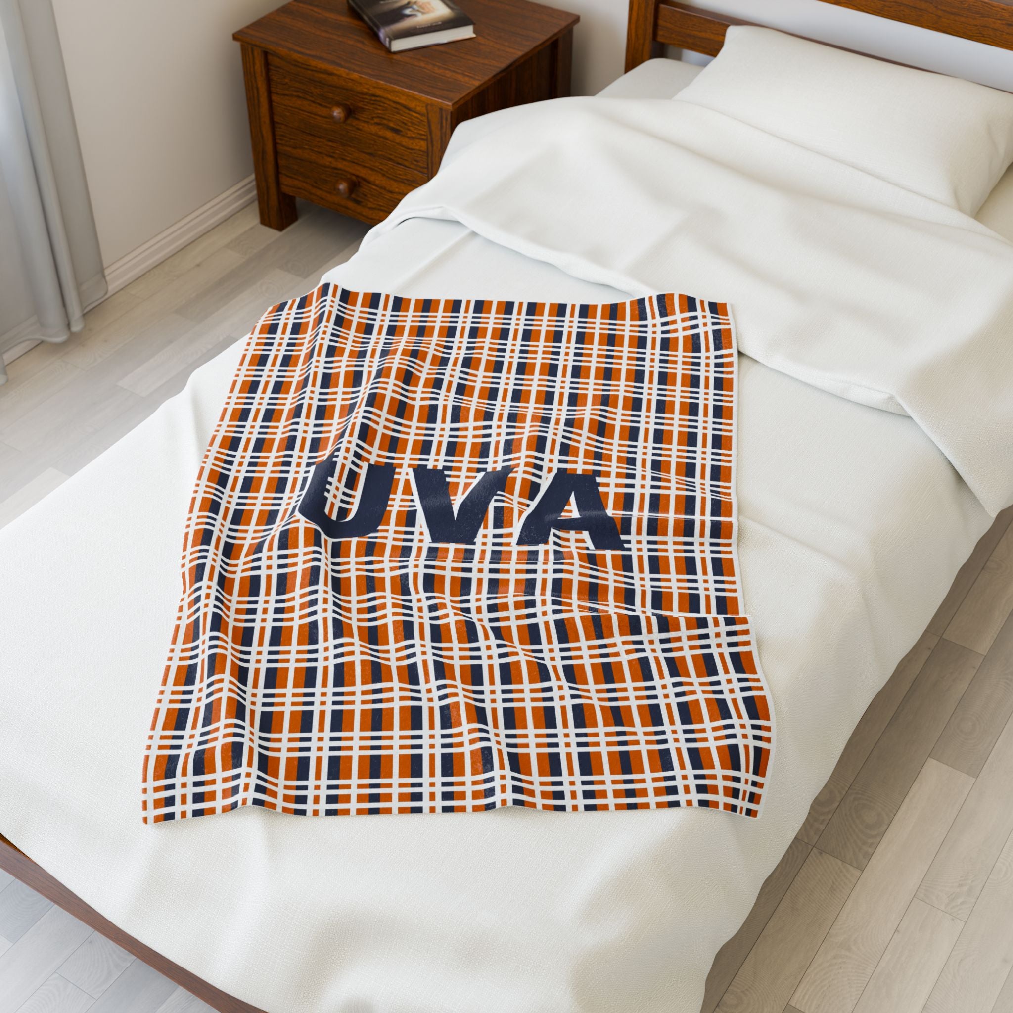 Cozy UVA Plaid Plush Blanket | Soft Throw for Home, Gifts, Sports Events, College, Winter Decor, Souvenir