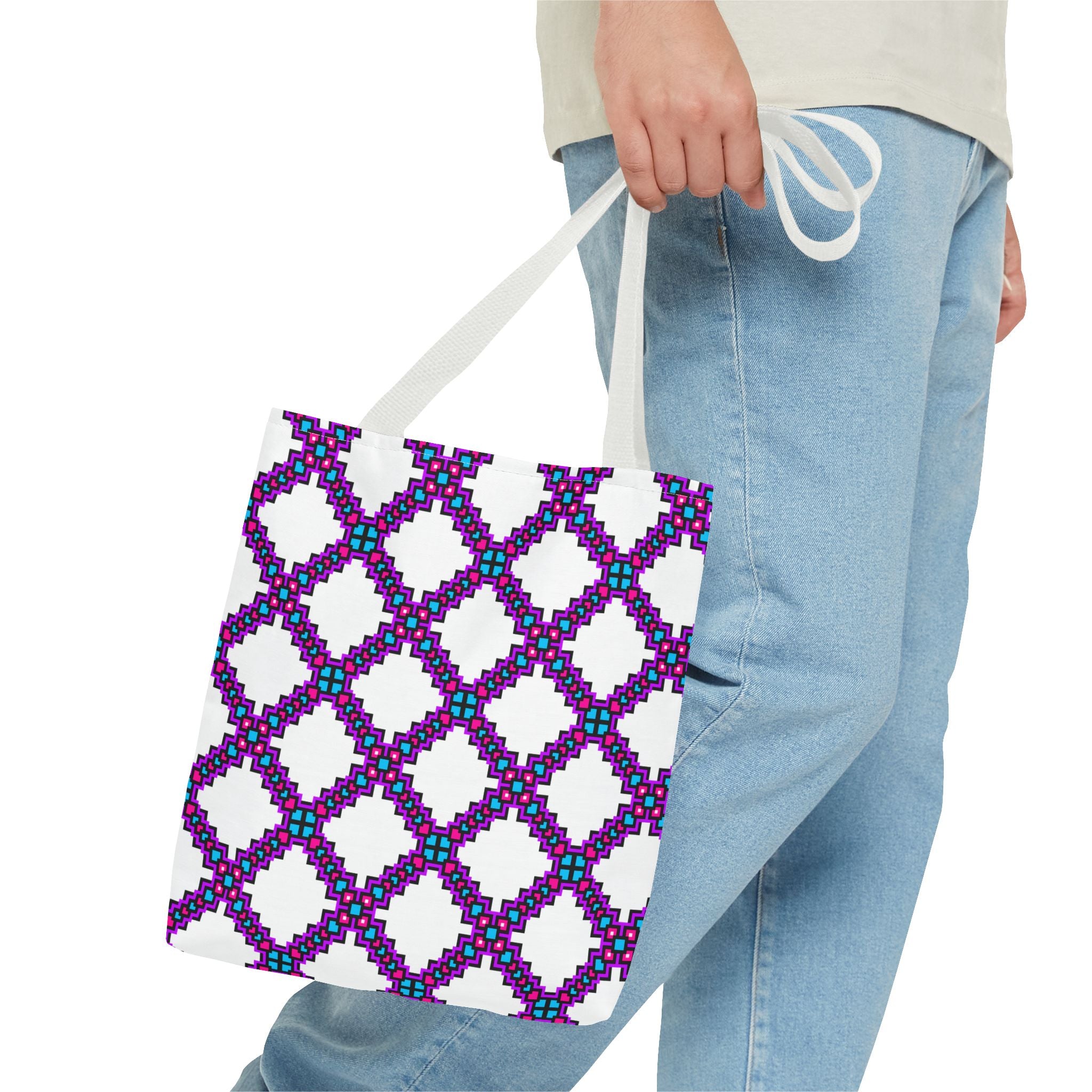 Colorful Geometric Tote Bag - Stylish AOP Design for Everyday Use, Eco-Friendly Shopping Bag, Unique Gift for Her, Summer Accessory