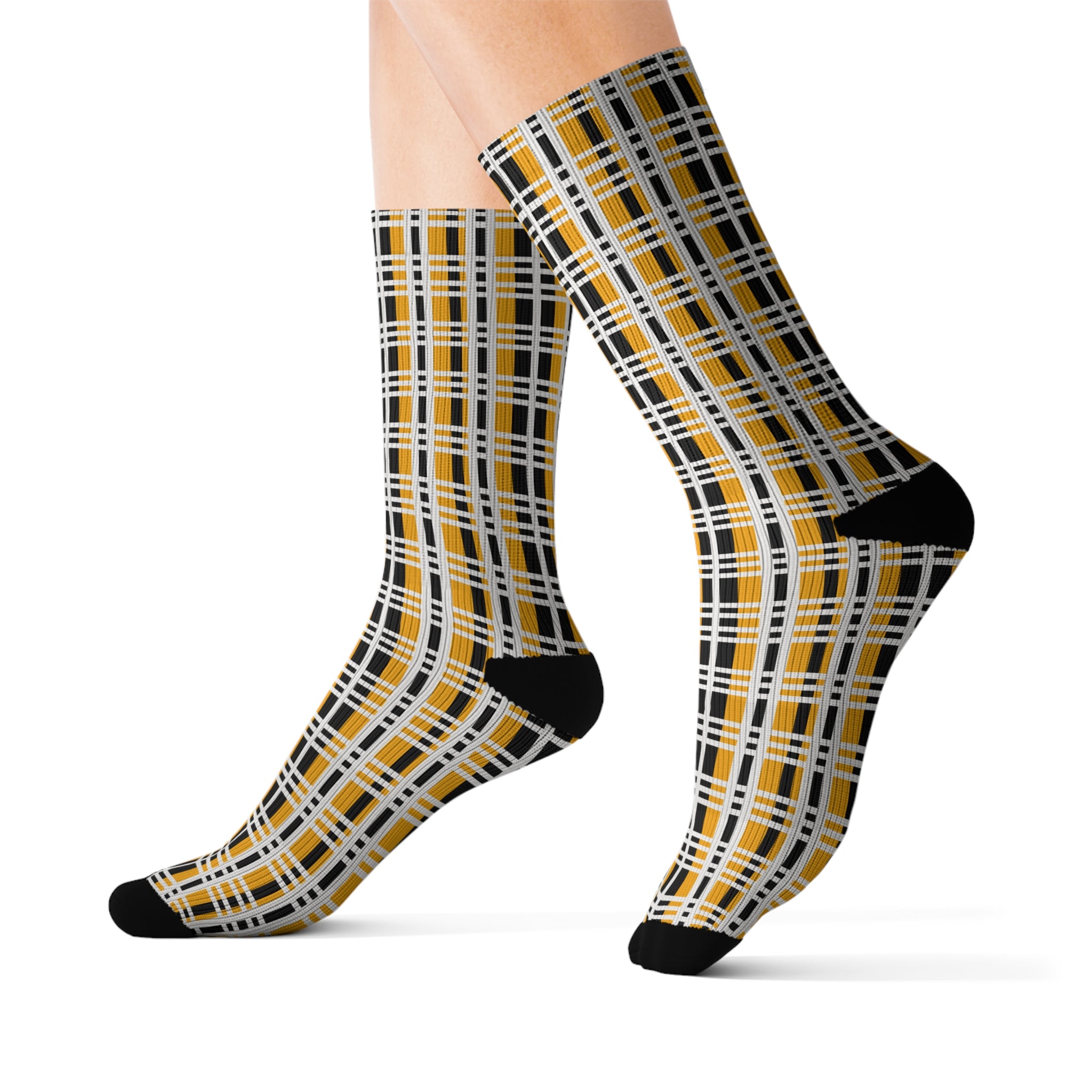 Plaid Sublimation Socks | Cozy Fall Accessory | Gifts for Her | Stylish Everyday Wear | Unique Fashion Statement | Thanksgiving Apparel