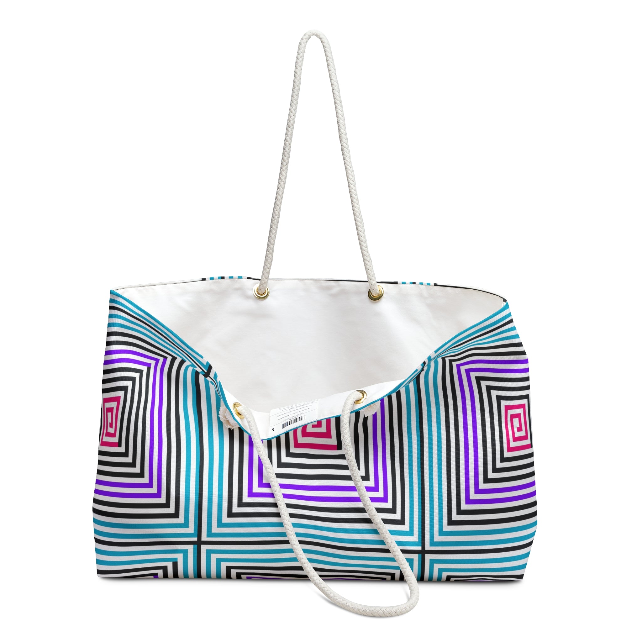 Geometric Pattern Weekender Bag, Travel Tote, Beach Bag, Gym Bag, Stylish Overnight Bag, Vibrant Spa Bag