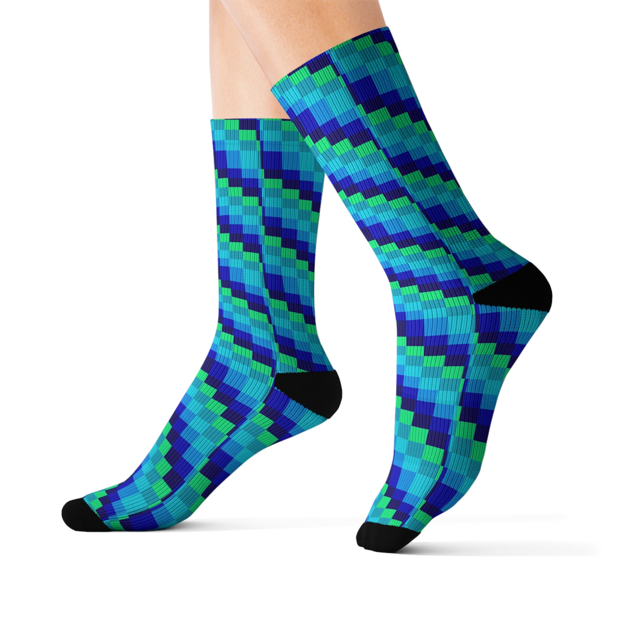 Colorful Geometric Sublimation Socks, Comfortable Fashionable Socks, Unique Gift Socks, Playful Pattern Socks, Cozy Trendy Socks