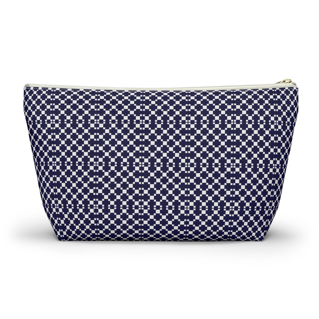 Navy Patterned Accessory Pouch, Makeup Bag, Toiletry Organizer, Gift for Her, Travel Essentials, Stylish Storage