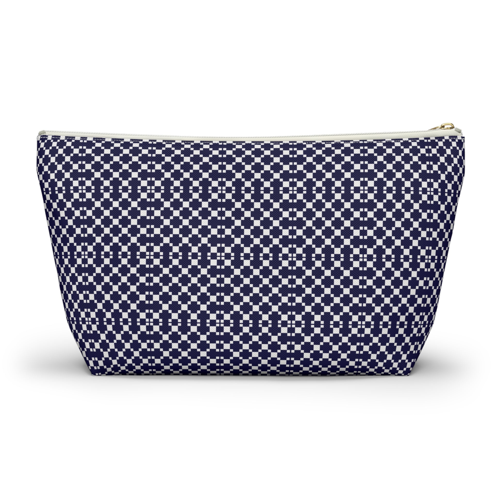 Navy Patterned Accessory Pouch, Makeup Bag, Toiletry Organizer, Gift for Her, Travel Essentials, Stylish Storage