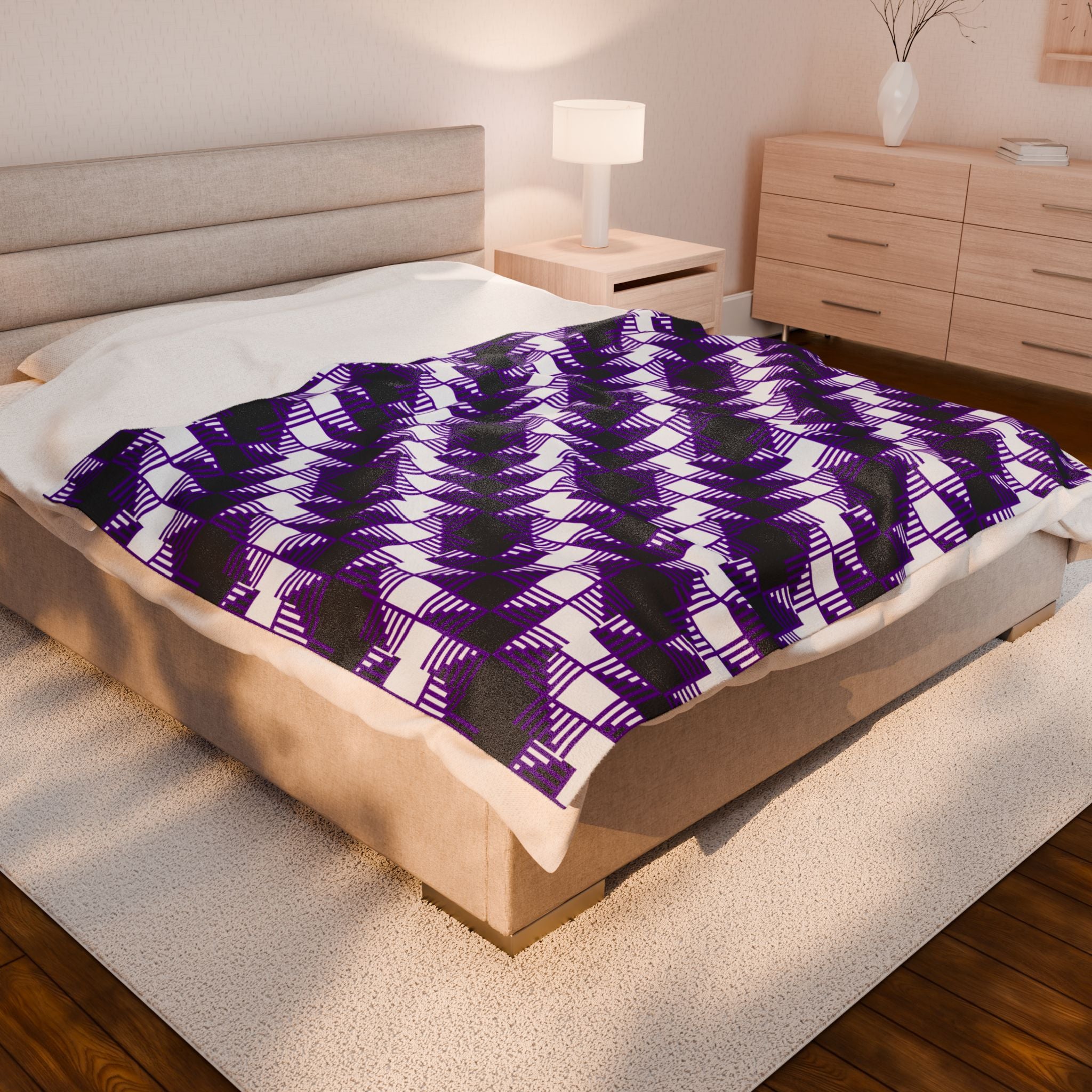Cozy Abstract Pattern Velveteen Plush Blanket, Home Decor Throw, Warm Bedding, Gift for Her, Unique Layering Piece