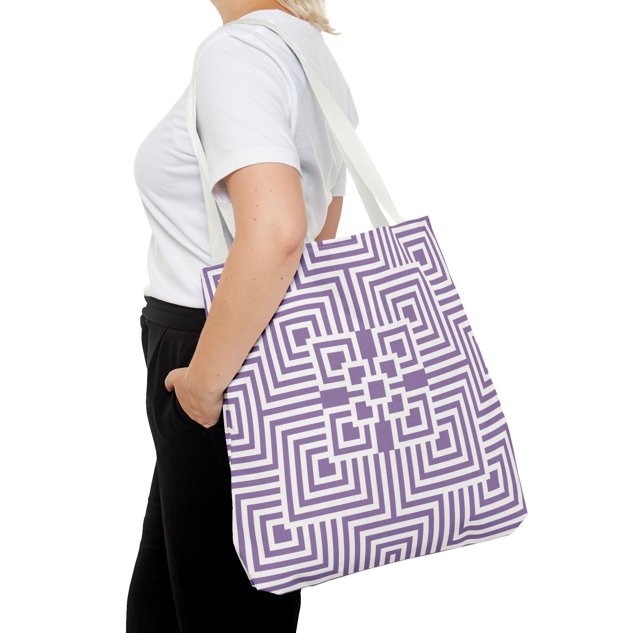 Geometric Pattern Tote Bag - Stylish Reusable Shopping Bag, Eco-Friendly Gift, Fashion Accessory, Purple Art Design, Everyday Use