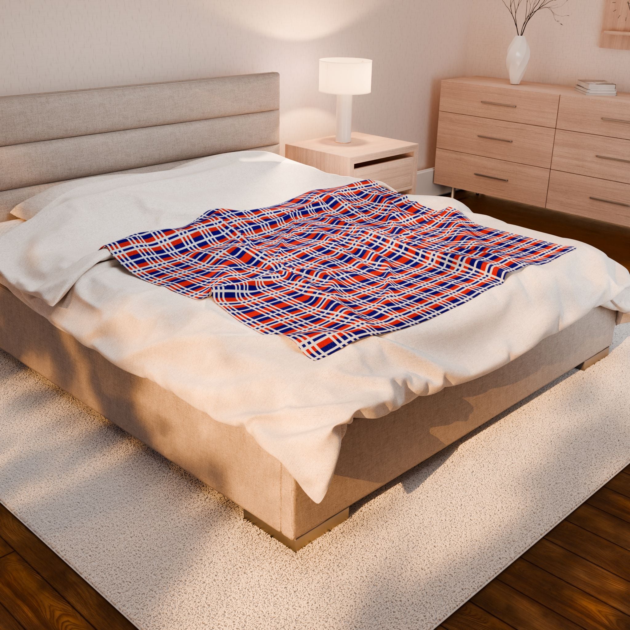 Florida Plaid Velveteen Plush Blanket, Cozy Gift, Soft Throw for Home Decor, Florida State Pride, Perfect for Beach Lovers