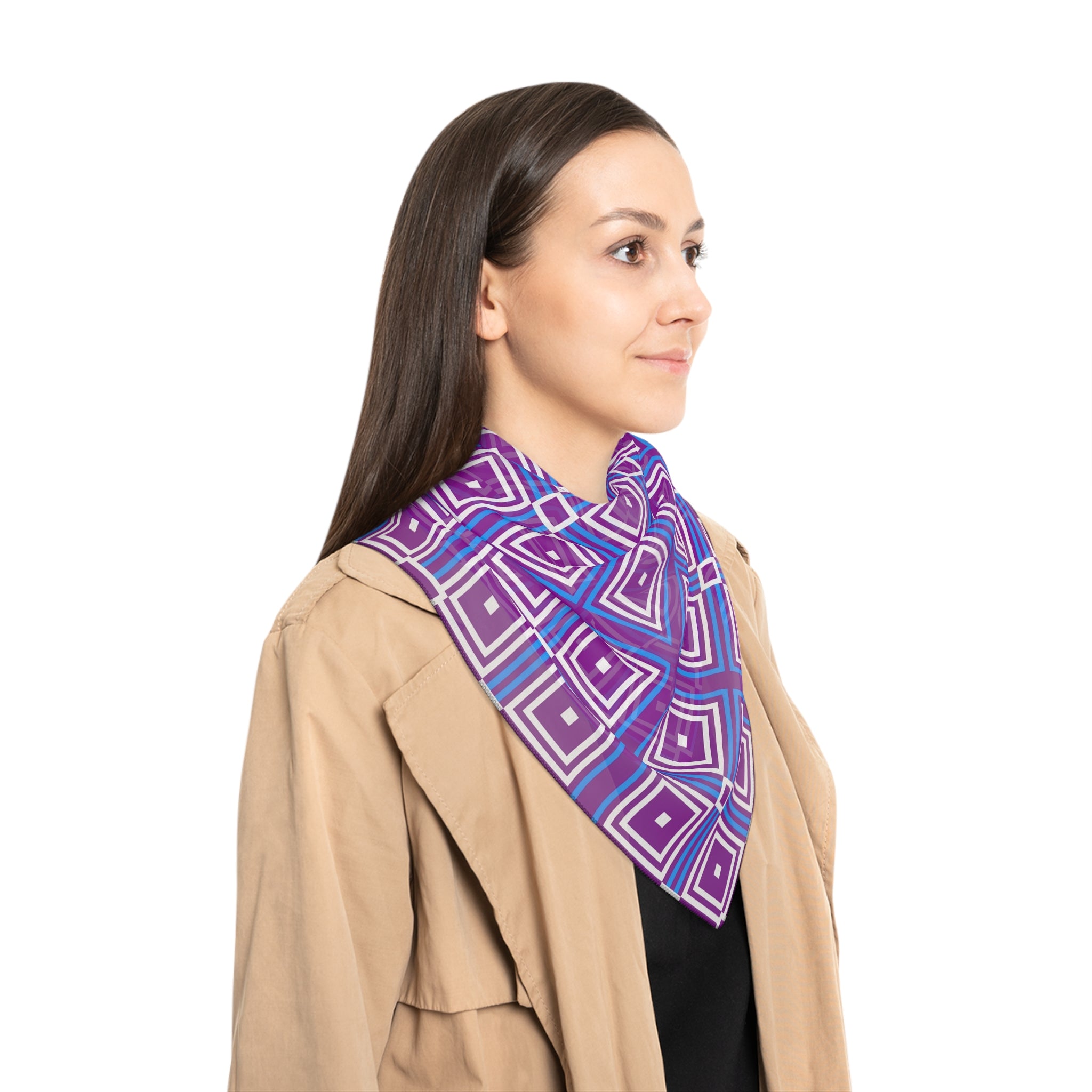 Chic Geometric Poly Scarf | Vibrant Fashion Scarf, Stylish Neck Wrap, Perfect for Spring, Gift for Her, Lightweight Accessory