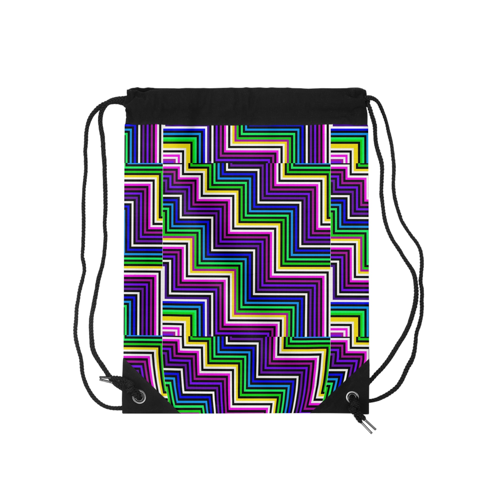 Colorful Geometric Drawstring Bag | Trendy Gym Bag, Stylish Backpack, Gift for Kids, Sports Gear, Weekend Outing Bag