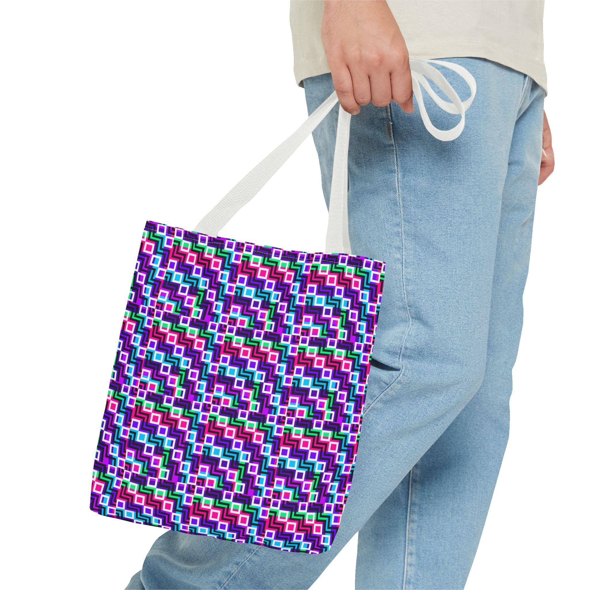 Vibrant Geometric Tote Bag, Eco-Friendly Shopping Bag, Stylish Beach Tote, Market Carryall, Colorful Everyday Bag