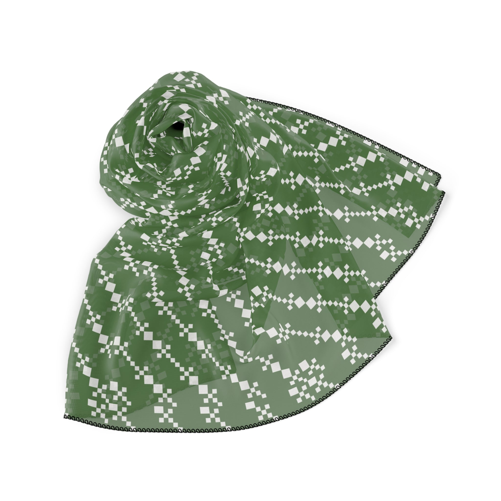 Stylish Poly Scarf, Trendy Green Scarf, Lightweight Fashion Accessory, Gift for Her, Bohemian Chic