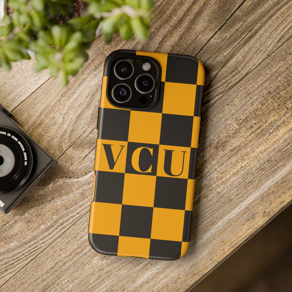VCU Checkered Phone Case, Tough Cases for VCU Fans, College Student Gear, Sports Team Accessory, Unique Gift Idea