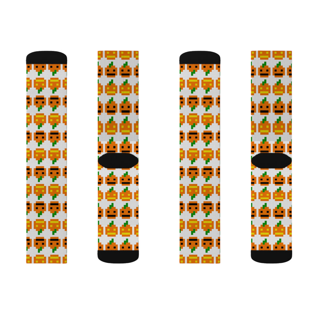 Festive Pumpkin Pattern Socks, Fun Fall Fashion, Gift for Halloween, Cozy Autumn Wear, Sublimation Design Socks