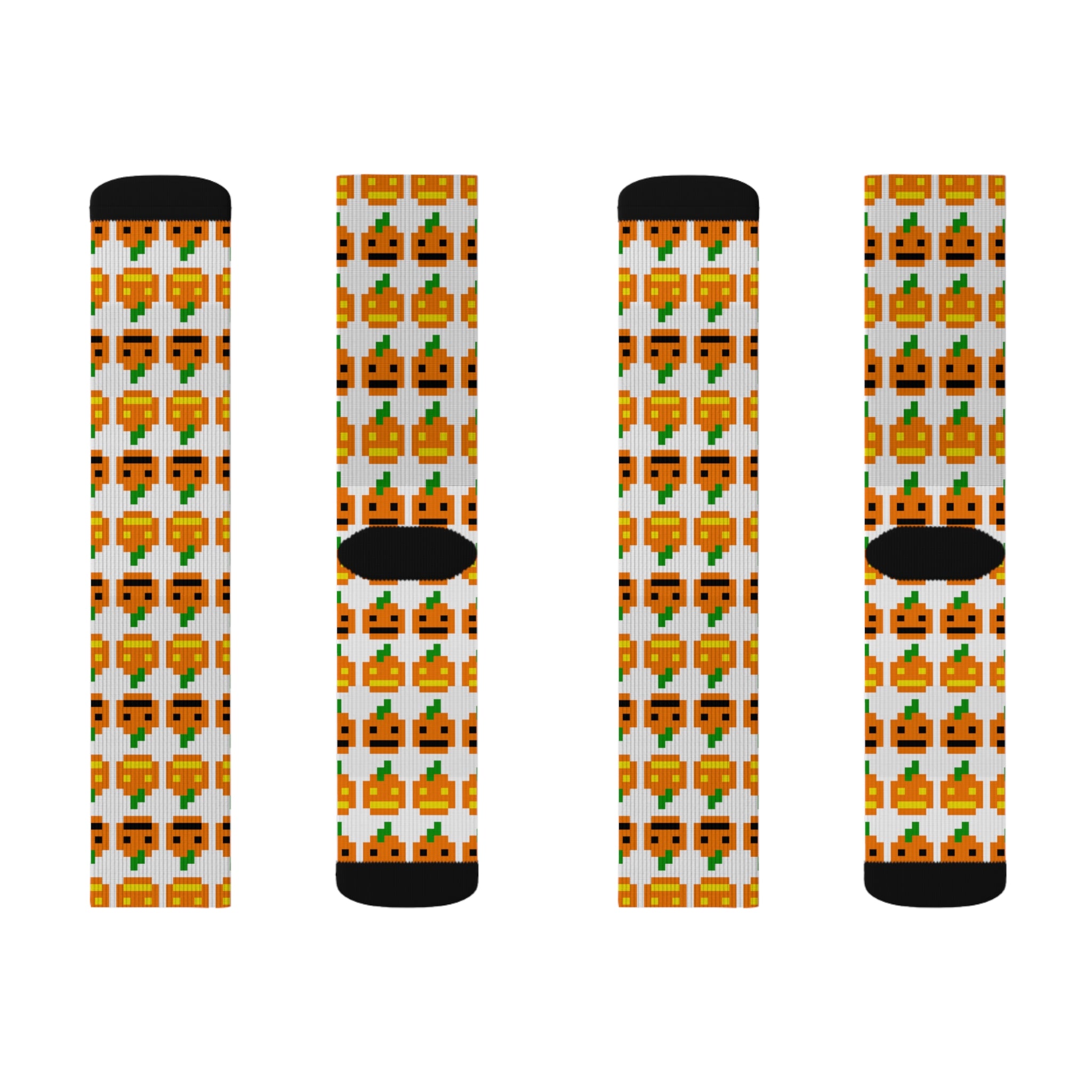Festive Pumpkin Pattern Socks, Fun Fall Fashion, Gift for Halloween, Cozy Autumn Wear, Sublimation Design Socks