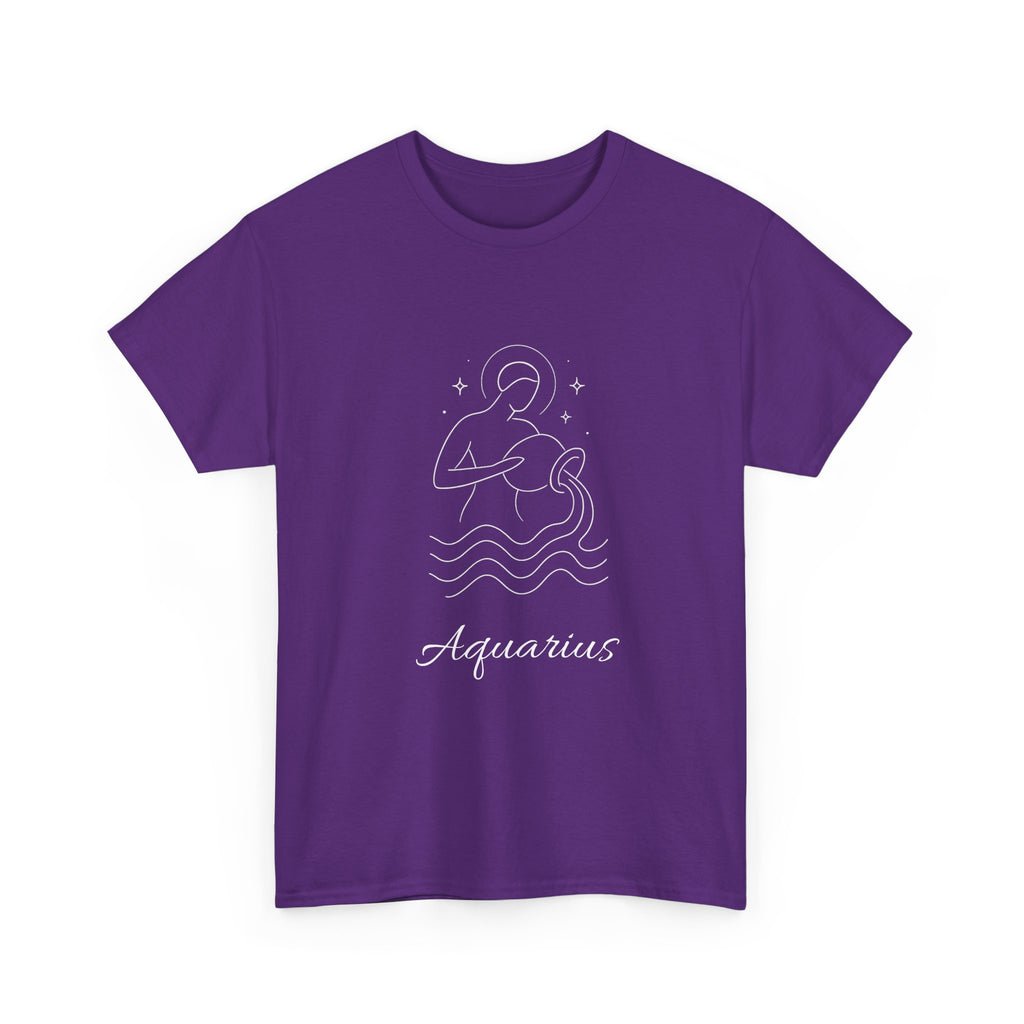 Aquarius Unisex Heavy Cotton Tee, Astrology Shirt, Zodiac Tee, Birthday Gift, Horoscope Apparel, Casual Wear