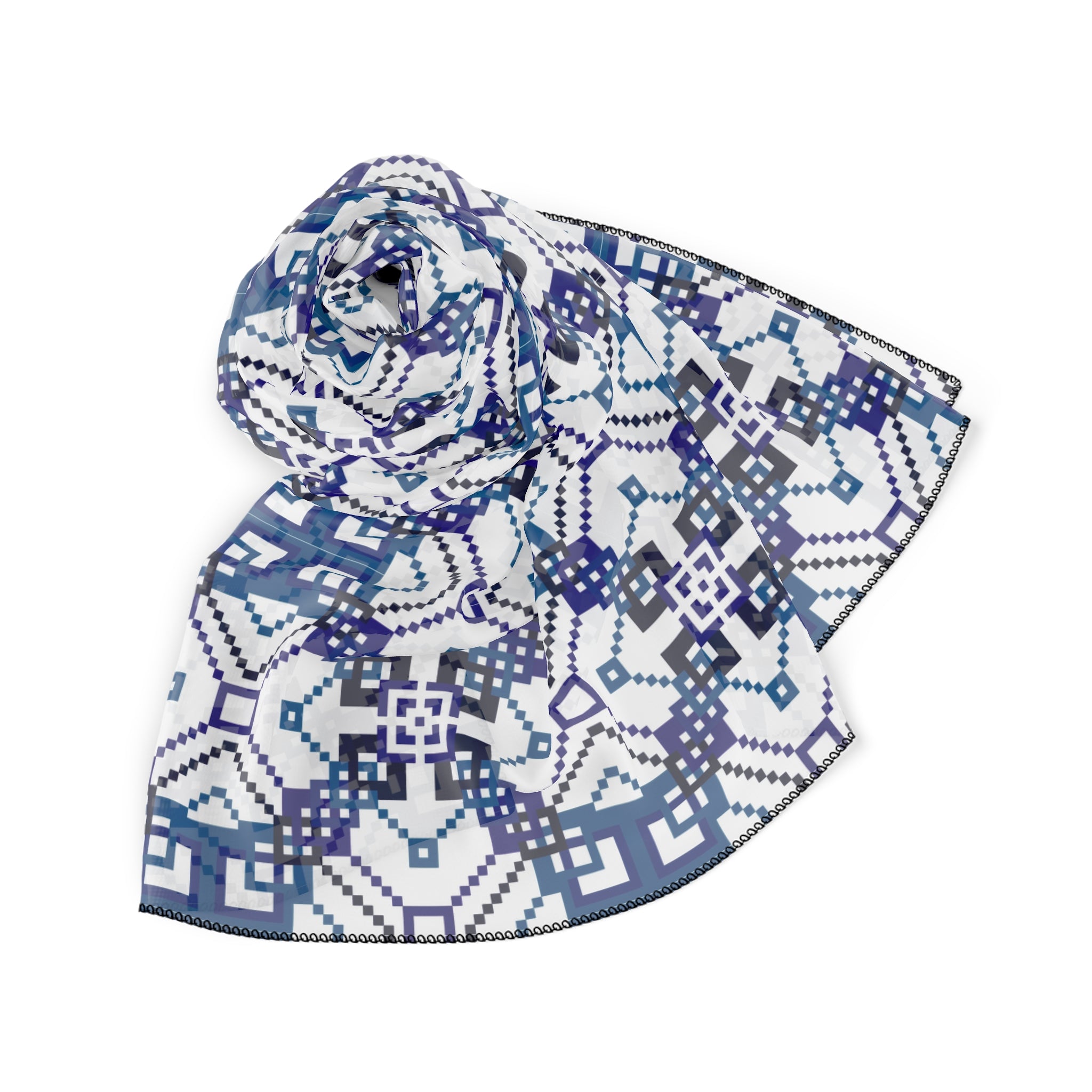 Stylish Geometric Pattern Poly Scarf, Elegant Neck Wrap, Fashion Accessory, Gift for Her, Winter Wear, Versatile Shawl