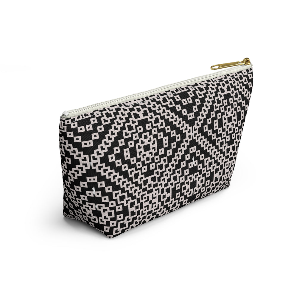 Stylish Geometric Accessory Pouch | Makeup Bag, Travel Organizer, Gift for Her, Chic Storage, Black and White Clutch